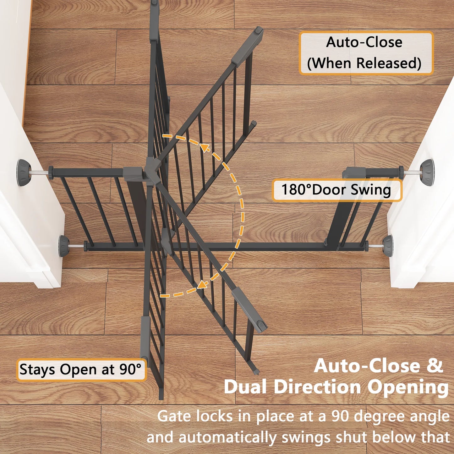 29.5-45.3' Wide Baby Gate with wall protector for Stairs, Dog Gate Indoor for Doorways, No Drilling Pressure Mounted Pet Gates for Kids, Easy Walk – view 14