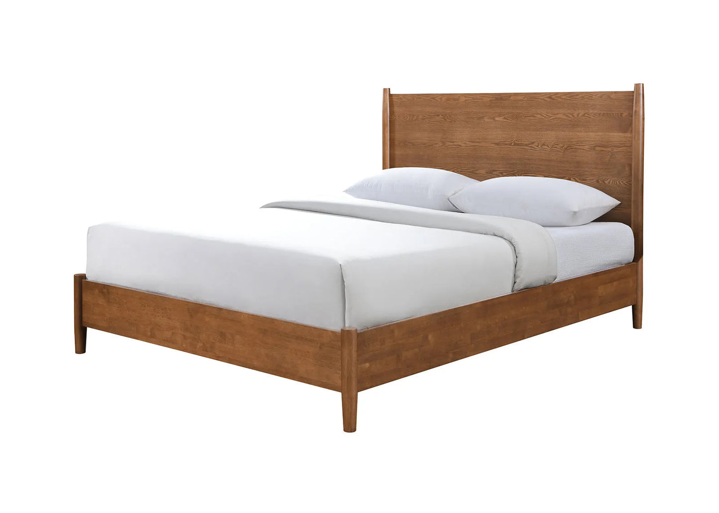 Walnut Color Panel Headboard 3pc Bedroom Set Queen Size Bed 2x Nightstands Wooden Mid-Century Modern Style – view 15