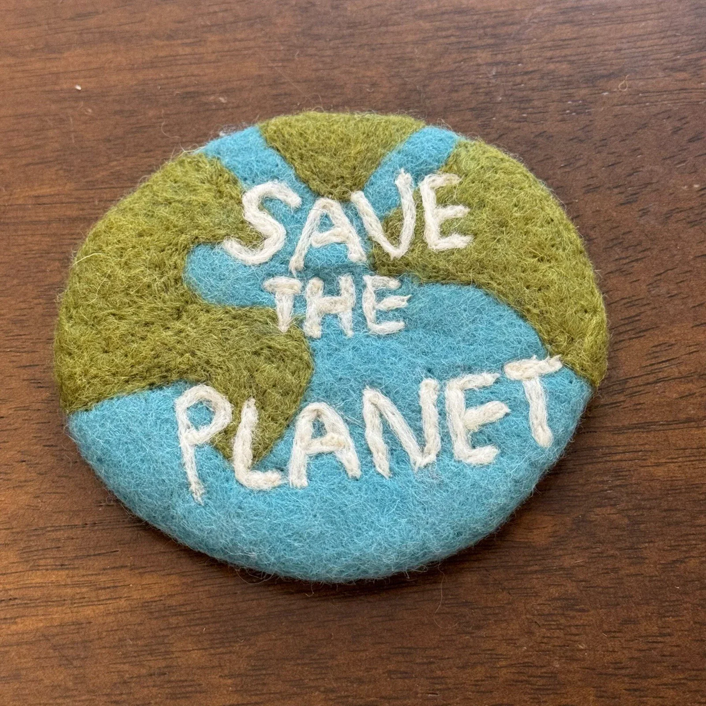 Handmade earth 10 cm wool felt coaster