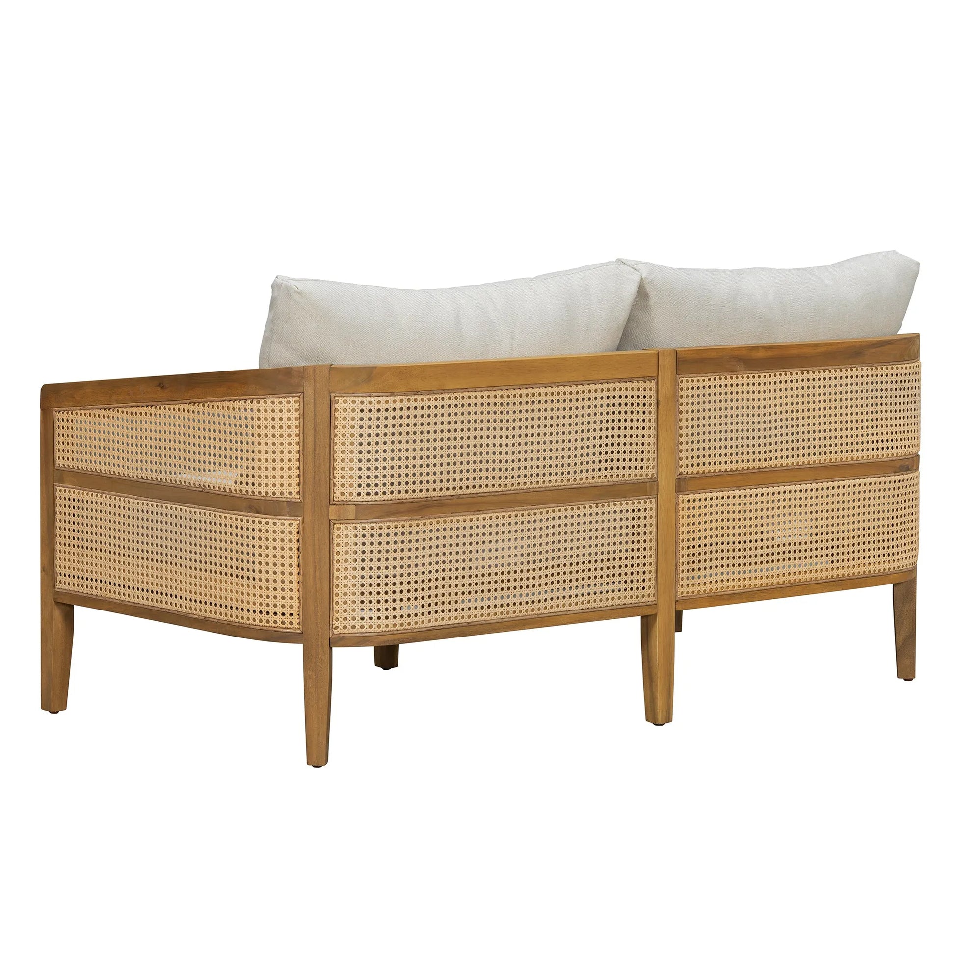 5-Piece Acacia Wood Patio Furniture Set, Modular Outdoor PE Rattan Sofa Set with Loveseat, 2 Armchairs & Round Coffee Table, Water-Resistant Cushions – view 15