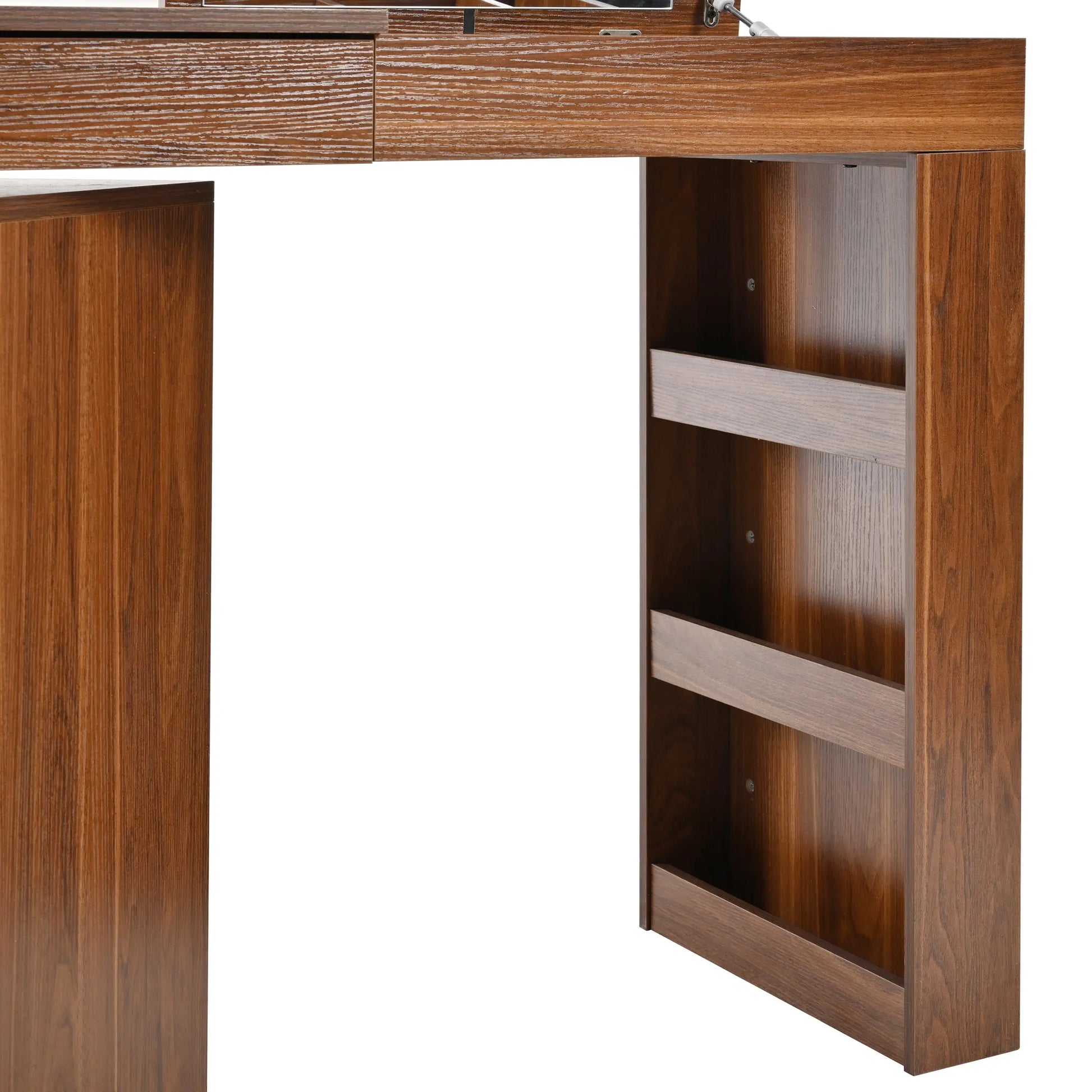 Vanity Desk with Mirror and Lights, Makeup Vanity Table with Flip-Top Tabletop and Storage 7 Drawers, 9 Compartments, 3 Shelves, 3 Color Modes – view 15