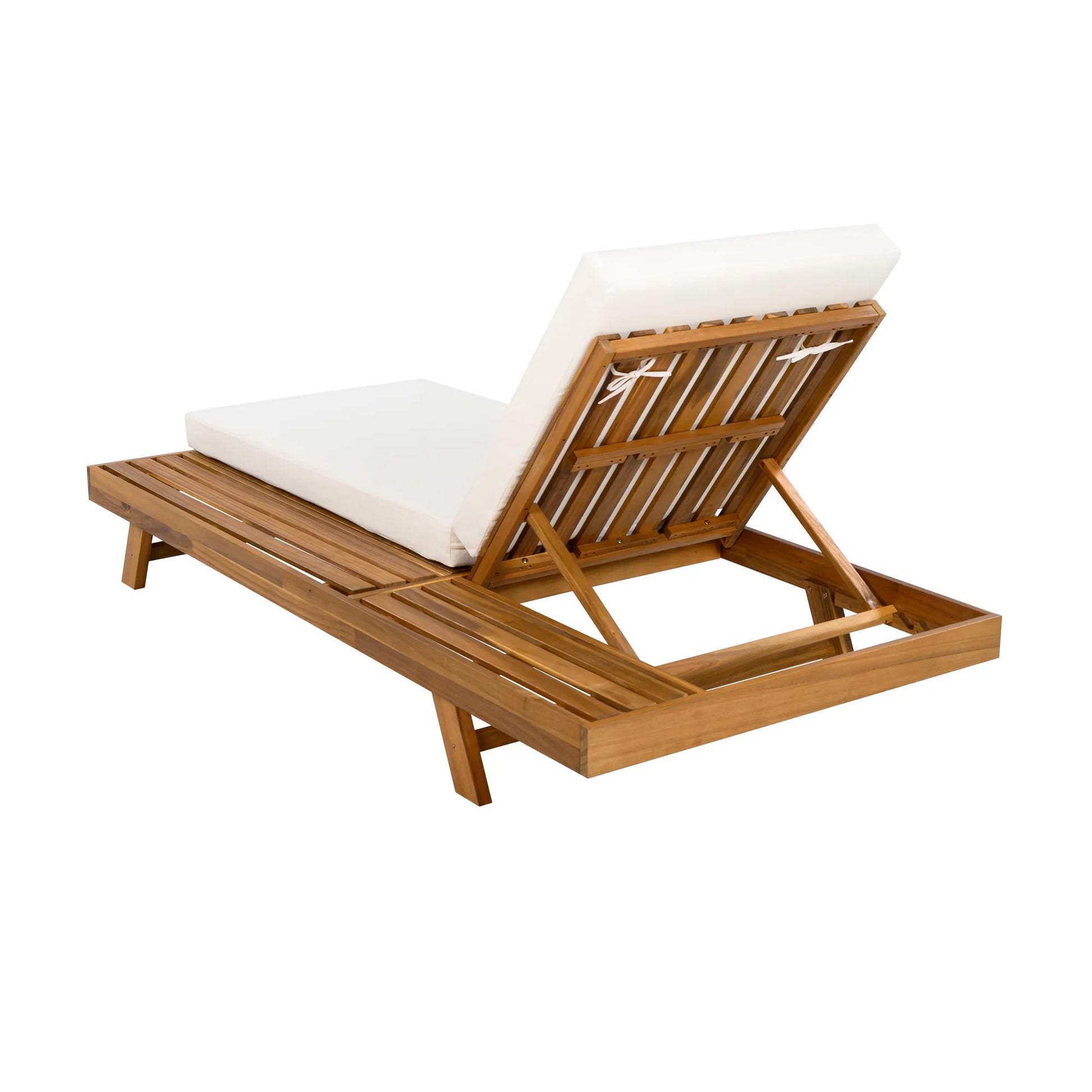 LOUNGE CHAISE SET, SPACE AVAILABLE ON ONE SIDE,ACACIA WOOD WITH WATER-RESISTANT LOUNGE CUSHIONS (CREAM & 4 INCH THICK) - MATCHING DARK GREY VERSION – view 15