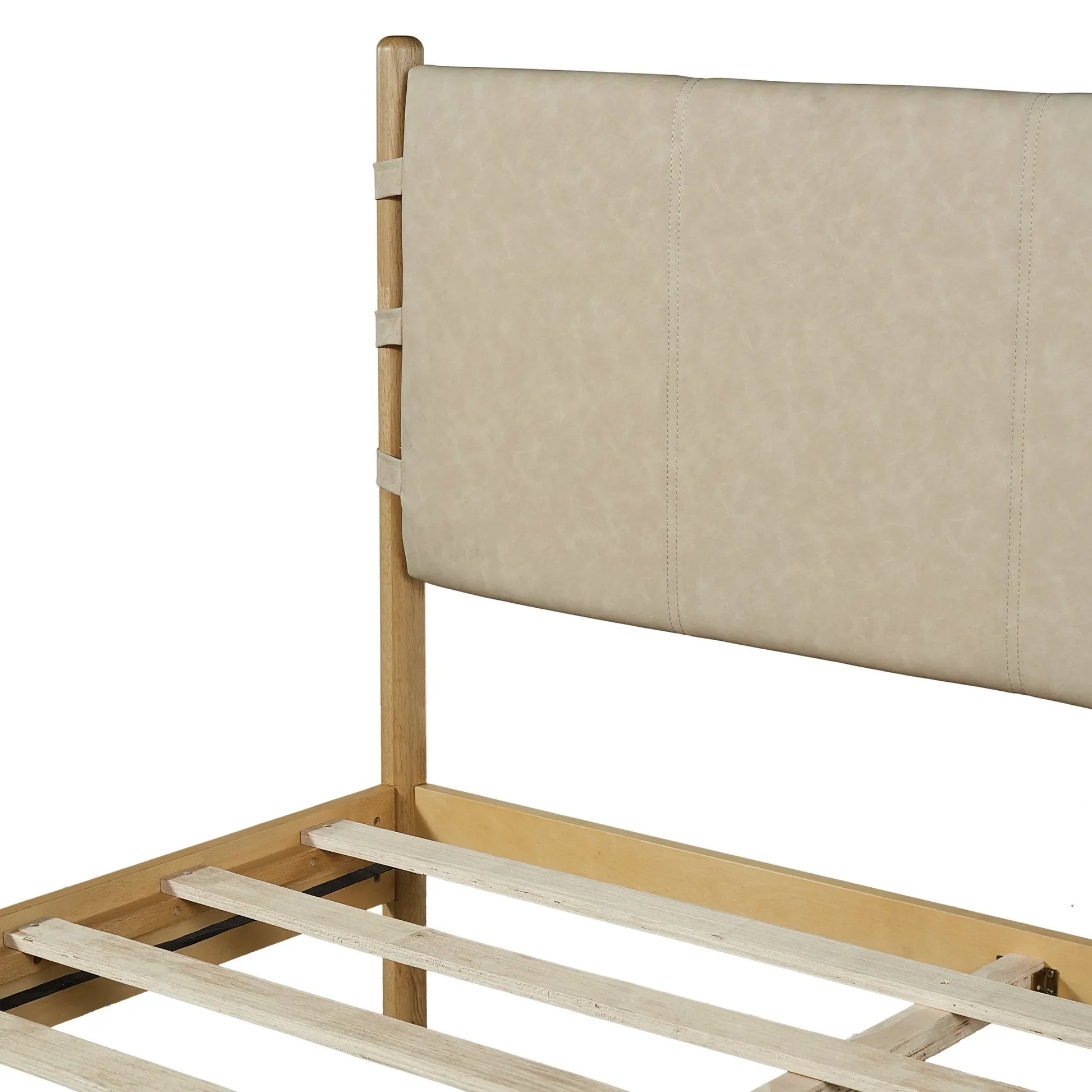 Modern Queen Bed Frame Set with 2 Nightstands, Beige Wood Platform Bed with Headboard and Matching Bedside Tables for Bedroom – view 15