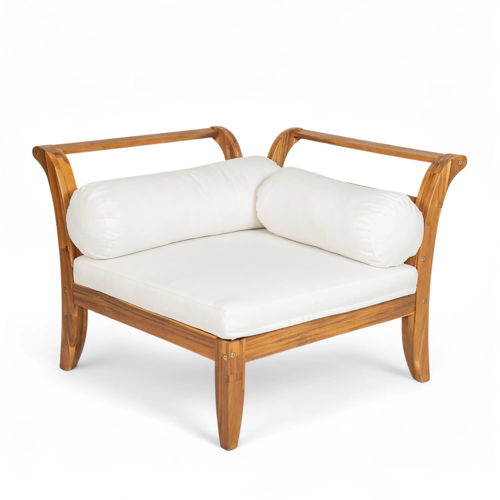 6 Piece Patio Sofa Set, Acacia Wood Outdoor Modular Sectional Garden Furniture Set L-Shaped Conversation Set, Convertible Daybed with Tea Table – view 15