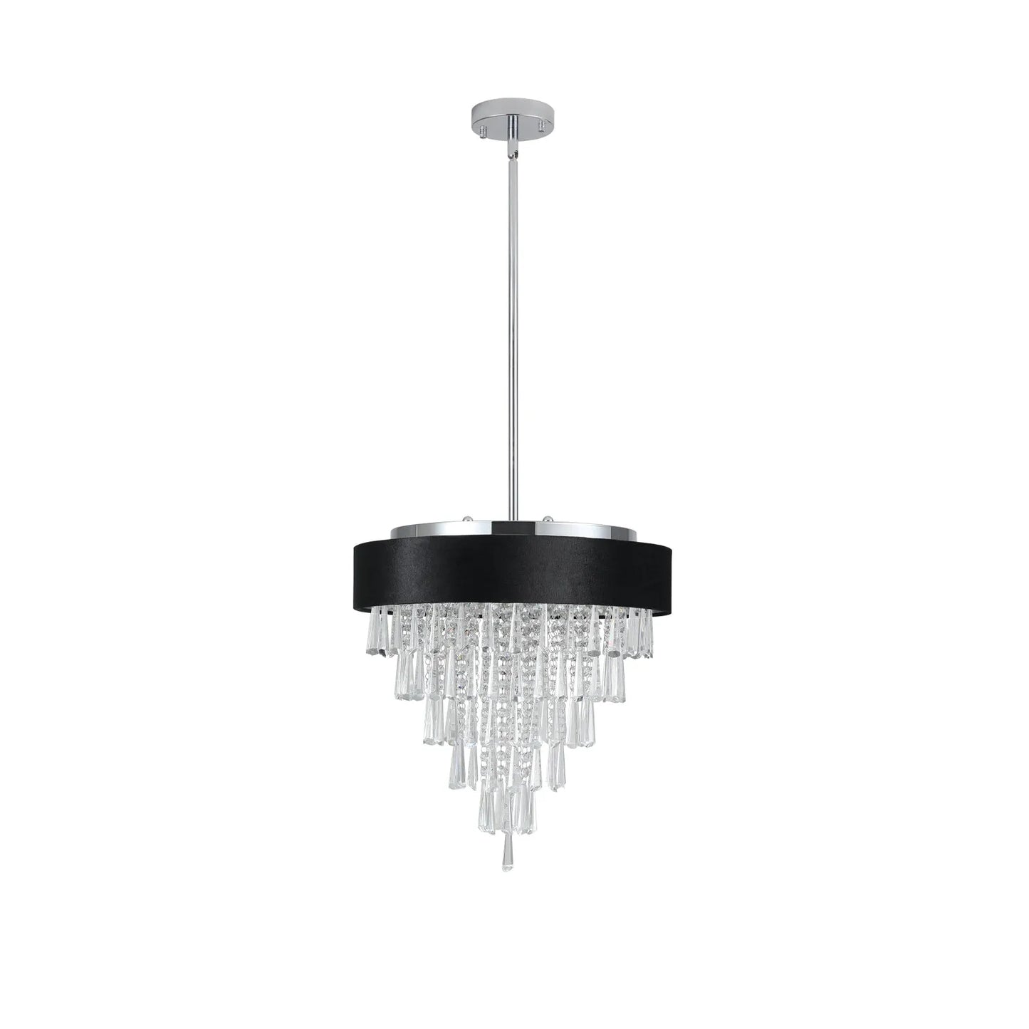 18-inch Modern Crystal Chandelier with Black Imitation Velvet Anti-Glare Shade, Adjustable Height, 8-Light G9 Base for Dining Room, Living Room, or – view 15