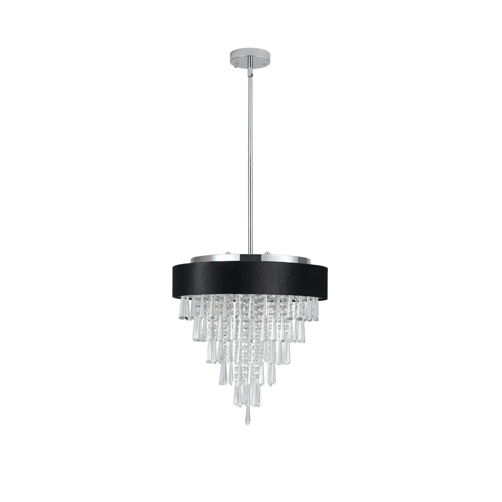 18-inch Modern Crystal Chandelier with Black Imitation Velvet Anti-Glare Shade, Adjustable Height, 8-Light G9 Base for Dining Room, Living Room, or – view 15