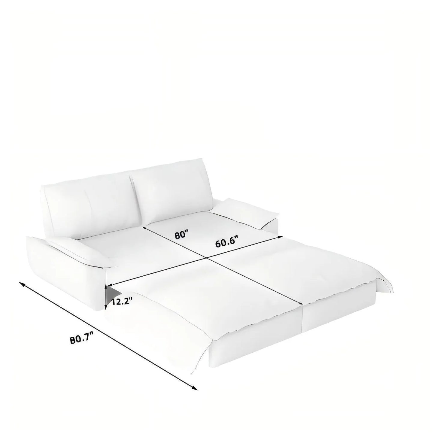 73.2'Queen Pull Out Sofa Bed,3-in-1 Convertible Sleeper Sofa,Multi-Functional Velvet Loveseat Bed,Beige/White – view 15