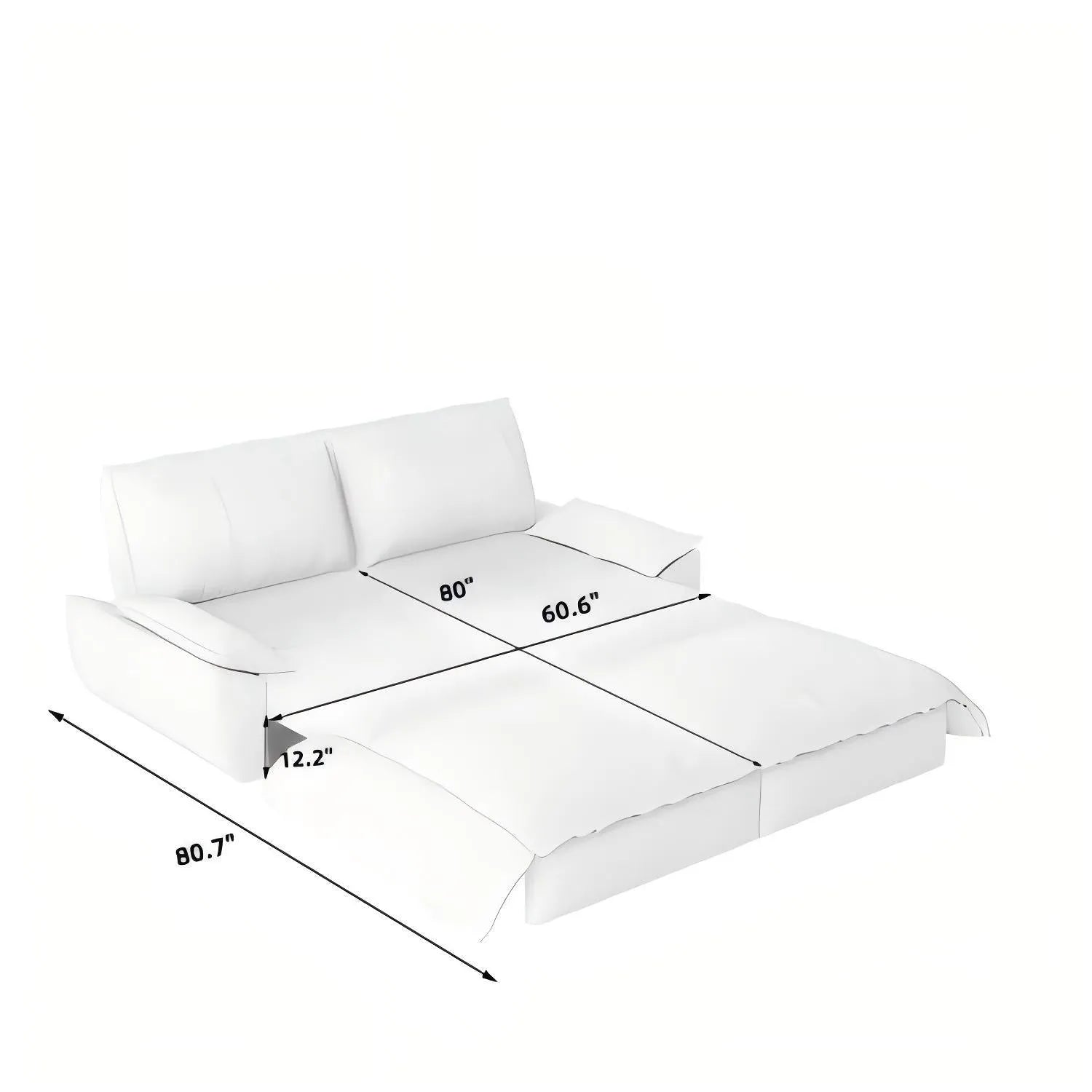 73.2'Queen Pull Out Sofa Bed,3-in-1 Convertible Sleeper Sofa,Multi-Functional Velvet Loveseat Bed,Beige/White – view 15