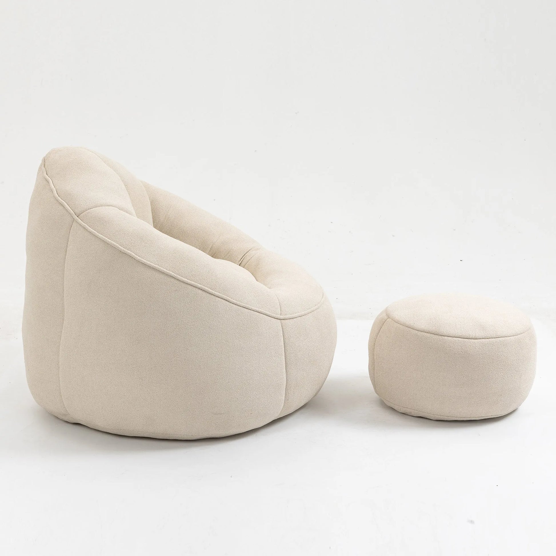 Bedding Bean Bag Sofa Chair with High-Pressure Foam and Footrest, Beige Microfiber – view 15