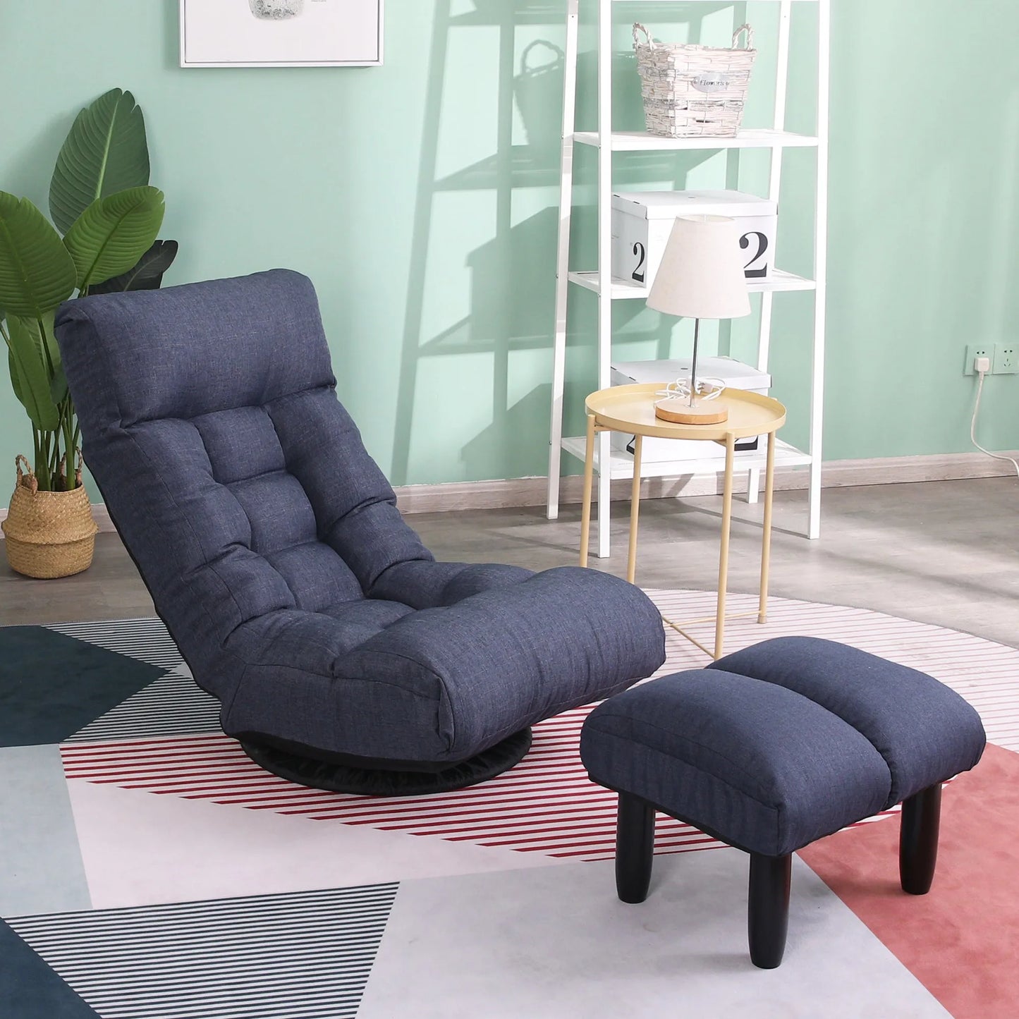 Navy Adjustable Japanese Reclining Floor Chair Sofa with Metal Frame for Living Room & Balcony – view 15