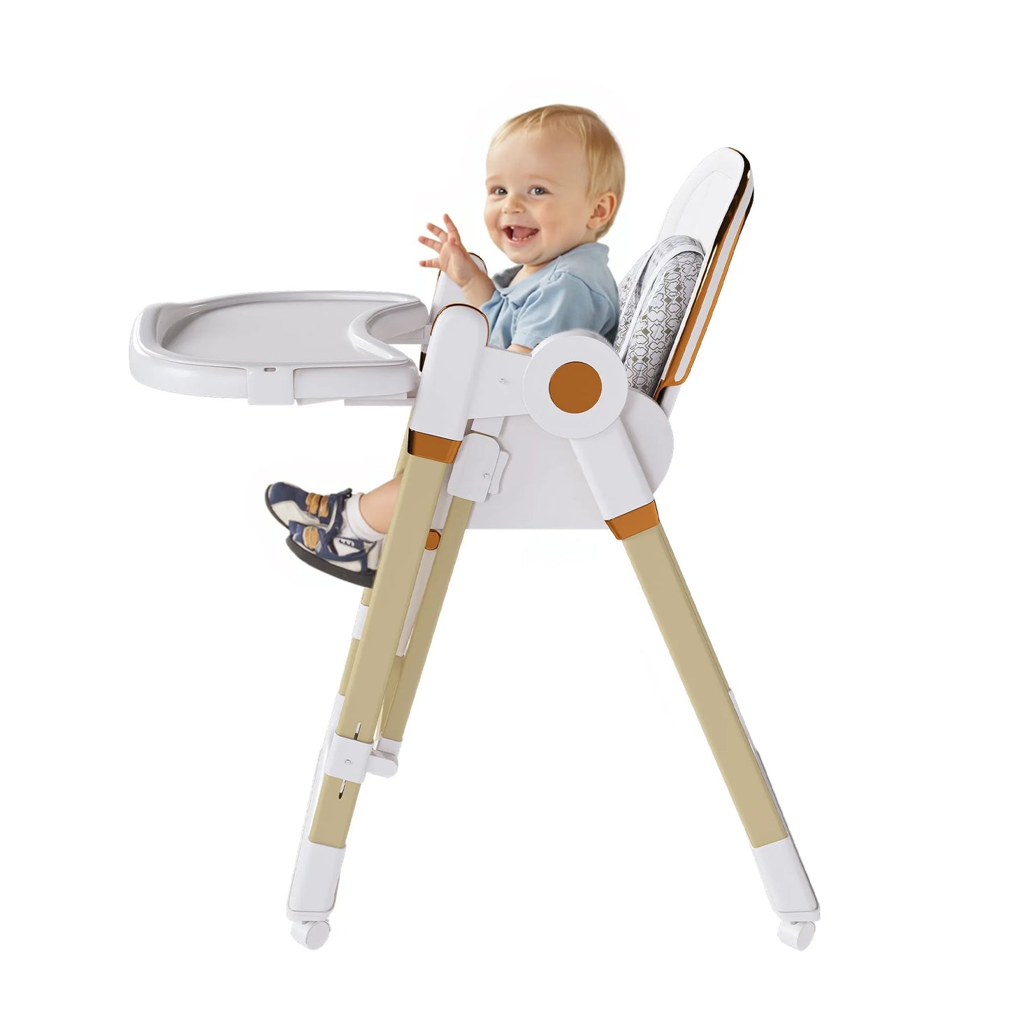 Convertible Baby High Chair to Rocker with 5-Point Harness, Foldable Infant Feeding Chair in White with Removable 2-Tier Easy-Clean Tray for 6M-3Yrs – view 15