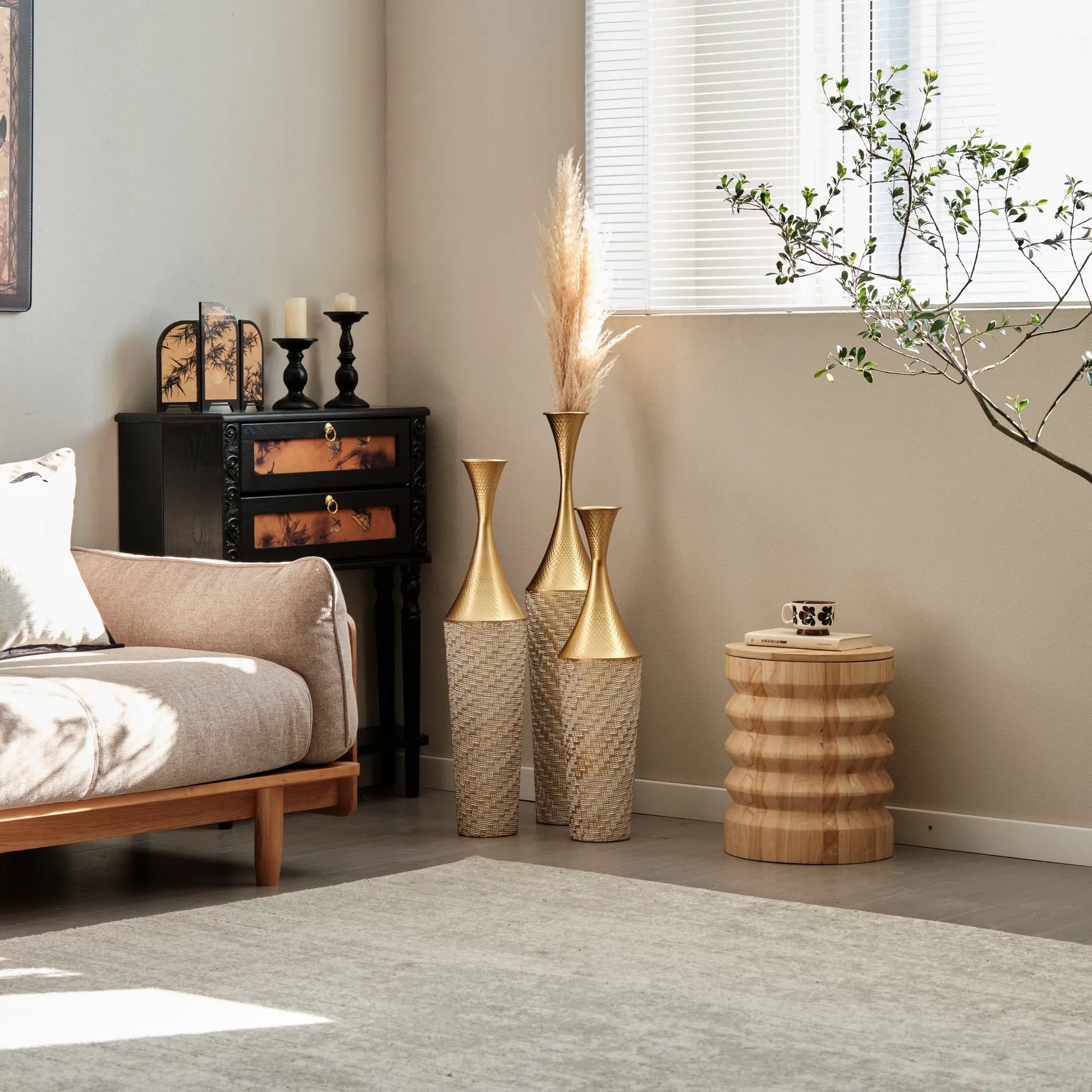 Floor Metal Vase Modern Style Decoration Home Woven Pattern Metal Vase 3-piece Set Gorgeous Home Decoration Large Glazed Metal Vase – view 15