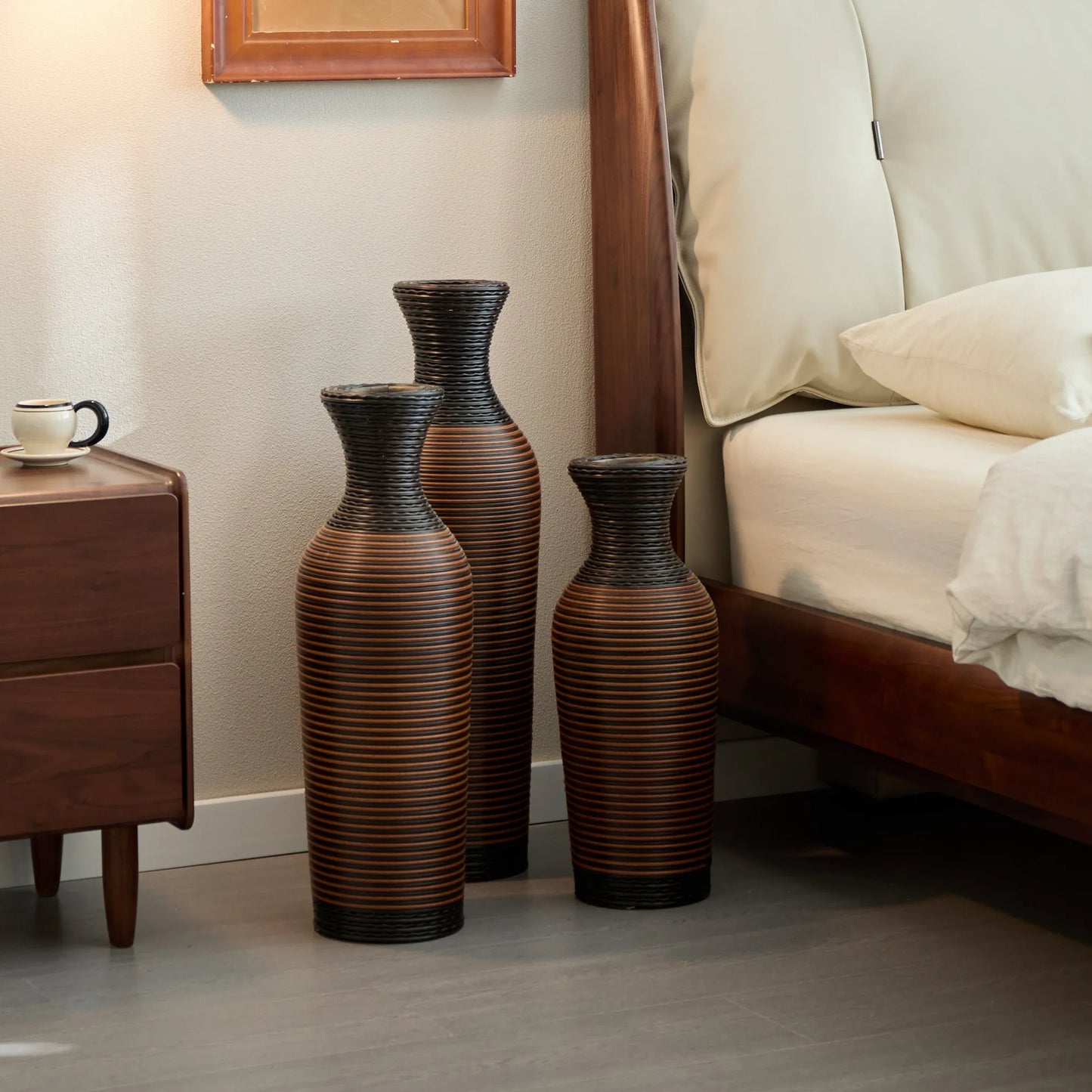 Desktop Vase, Brown Decorative Floor Vase, Classic and Neat Floor Vase, High Independent Flower Stand, Artificial Vine Vase, PVC Floor Vase, Home – view 15