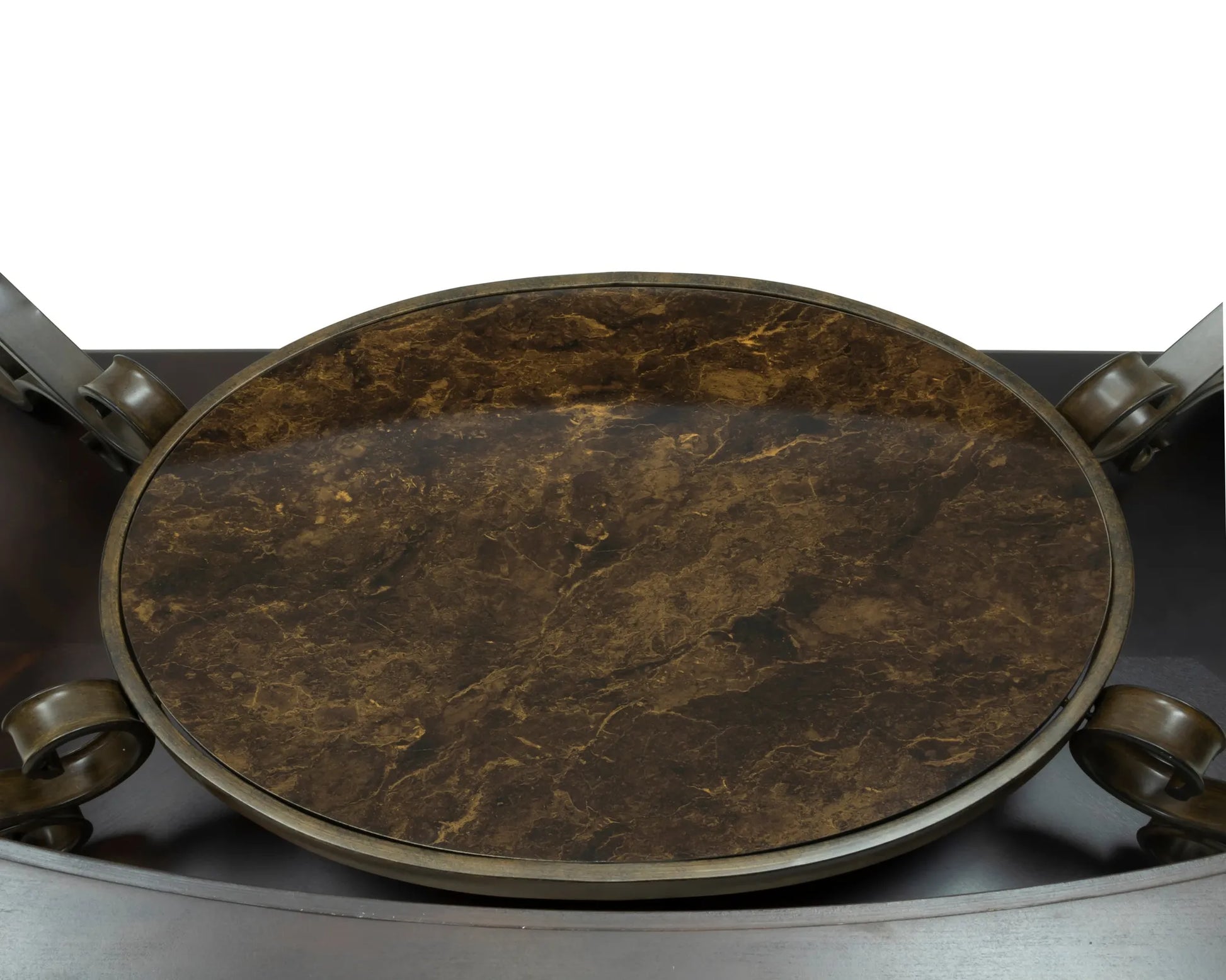 Cocktail Table, Glass table top, MDF W/marble paper middle shelf, powder coat finish metal legs. (52'Lx32'Wx20.3'H) – view 15