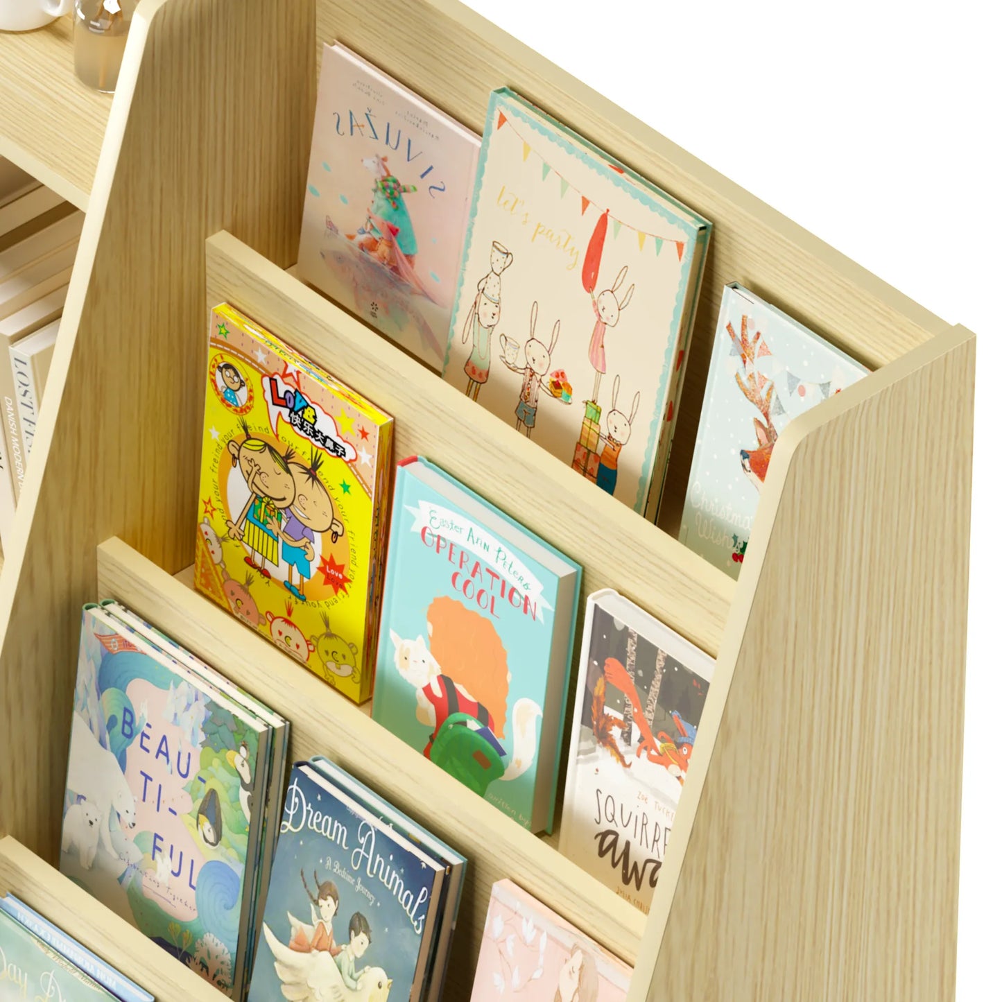 Kids Bookshelf and Toy Storage Organizer, Multifunctional 4 Tier Wooden Kids Book Shelf with Bookcase Display Stand in Kids Room Playroom Nursery for – view 15
