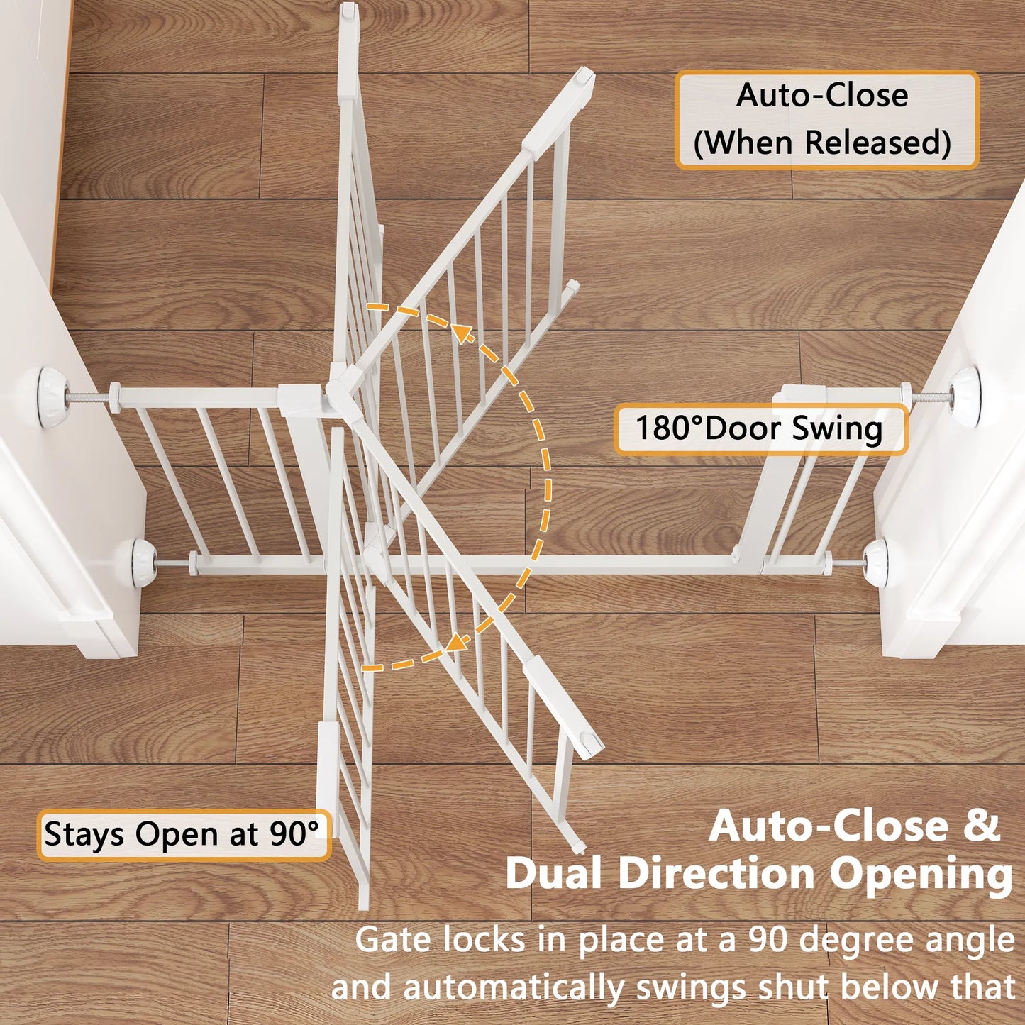 29.5-45.3' Wide Baby Gate with wall protector for Stairs, Dog Gate Indoor for Doorways, No Drilling Pressure Mounted Pet Gates for Kids, Easy Walk – view 15