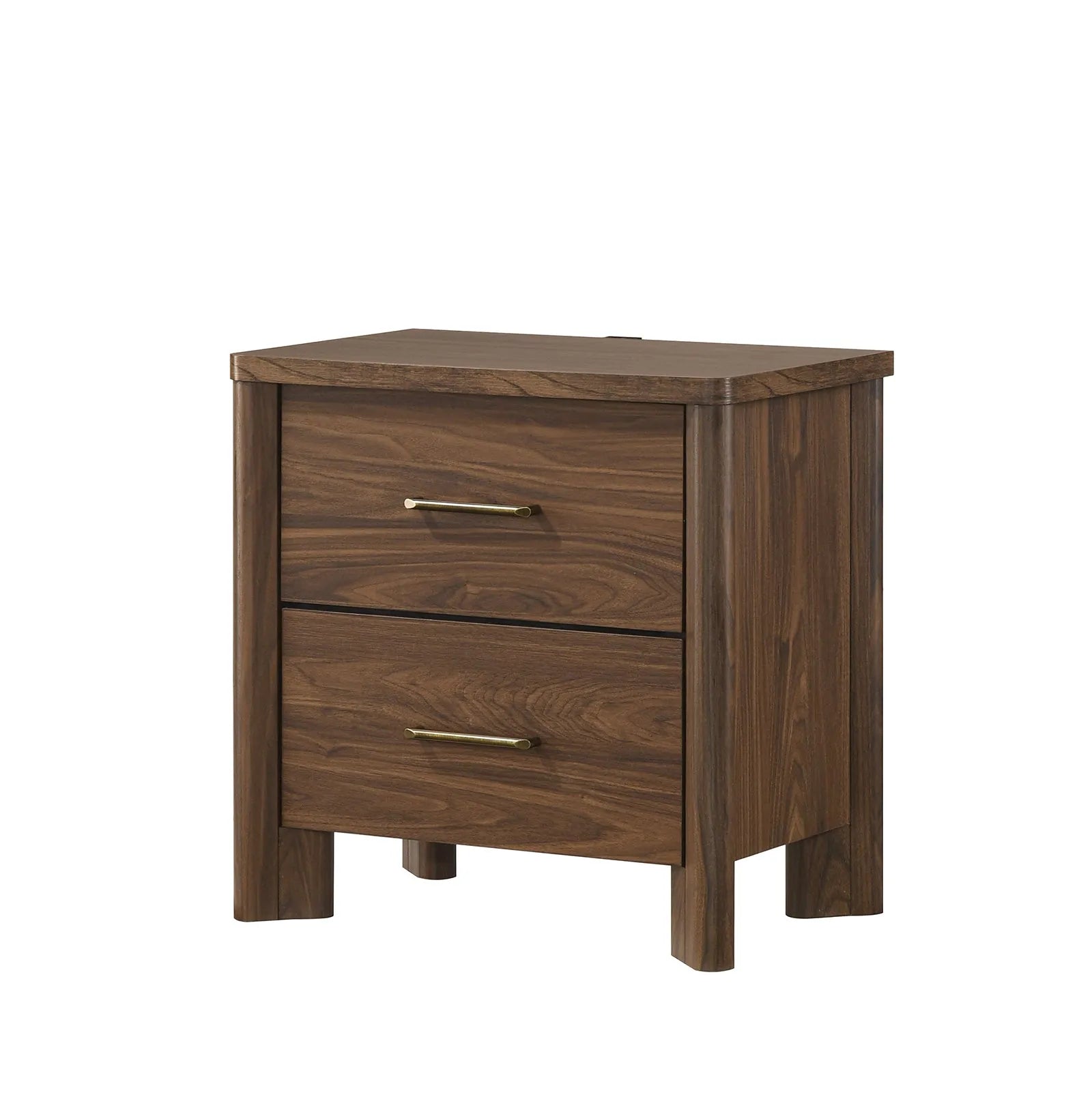 Walnut Gorgeous Eastern King Size Bed Nightstands Set Panel Bed HB w LED Warm Light Bedroom Set 3pc – view 16