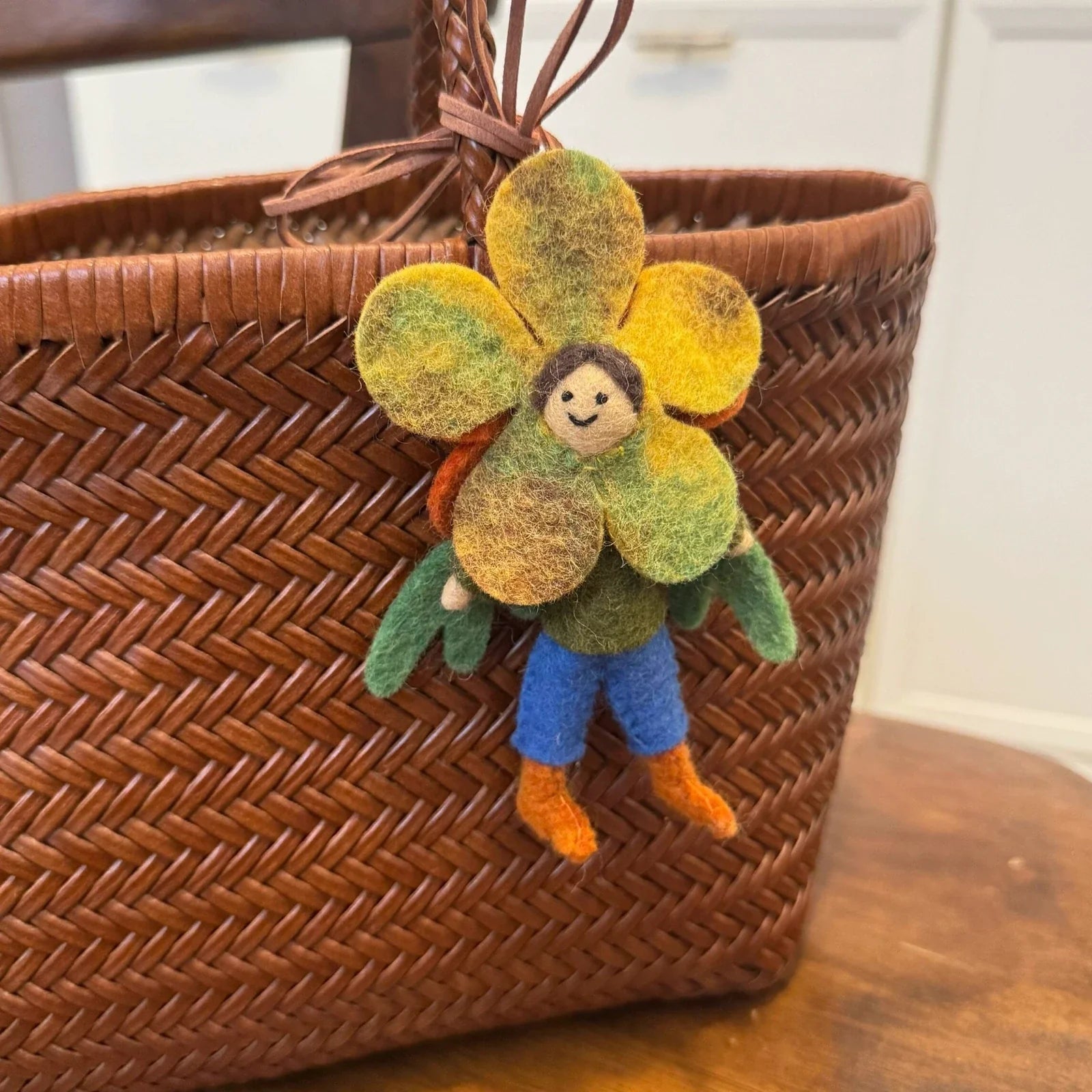 flower fairy handmade wool felt bag charm