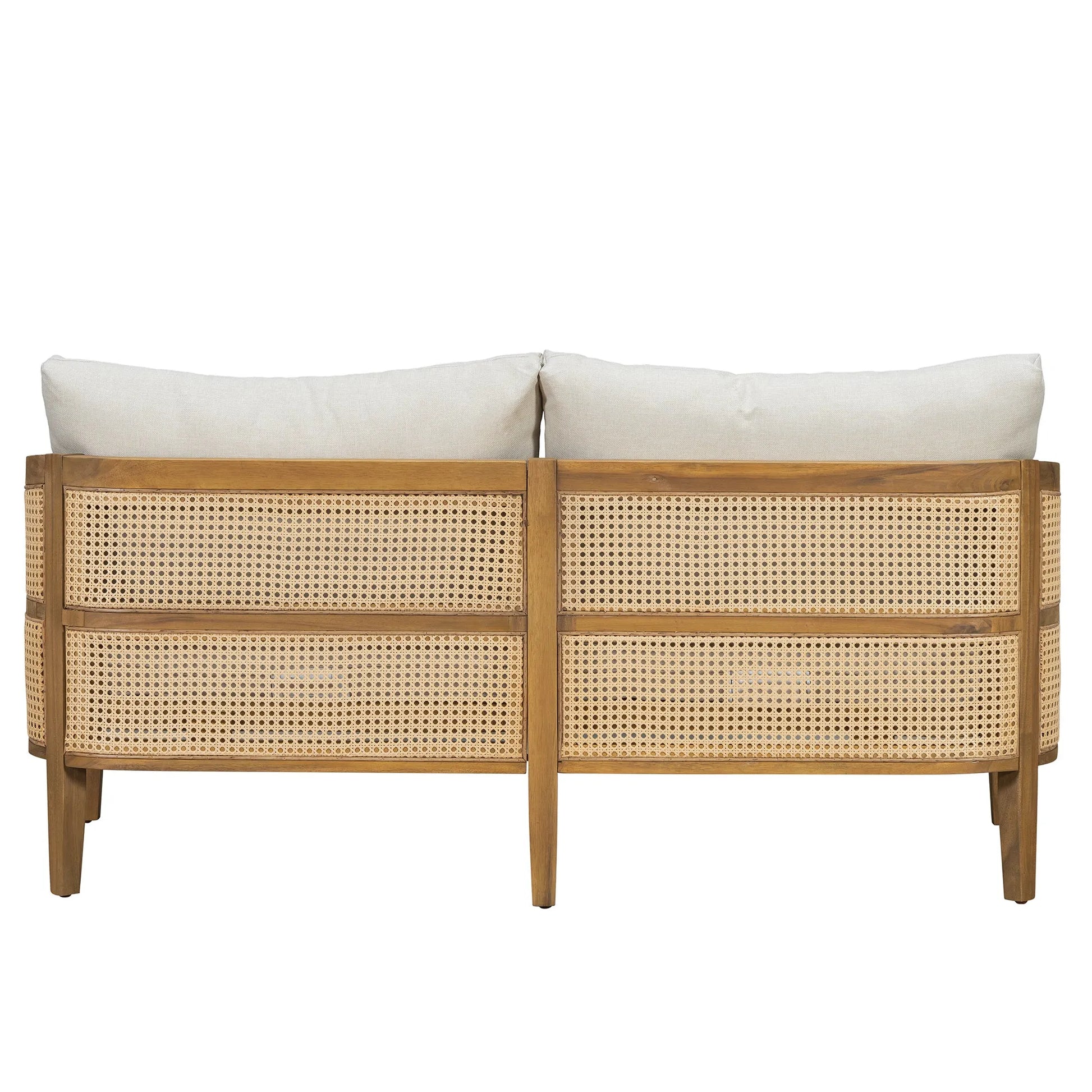 5-Piece Acacia Wood Patio Furniture Set, Modular Outdoor PE Rattan Sofa Set with Loveseat, 2 Armchairs & Round Coffee Table, Water-Resistant Cushions – view 16