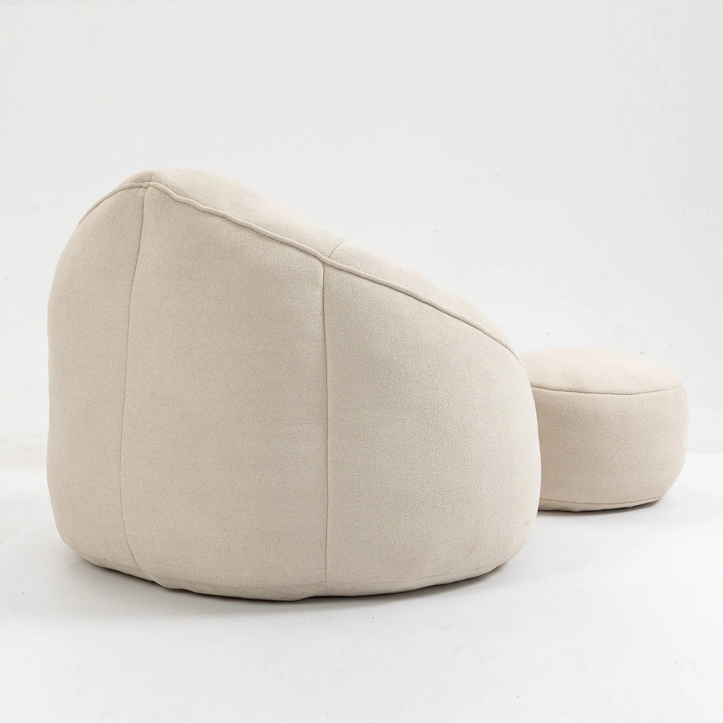 Bedding Bean Bag Sofa Chair with High-Pressure Foam and Footrest, Beige Microfiber – view 16