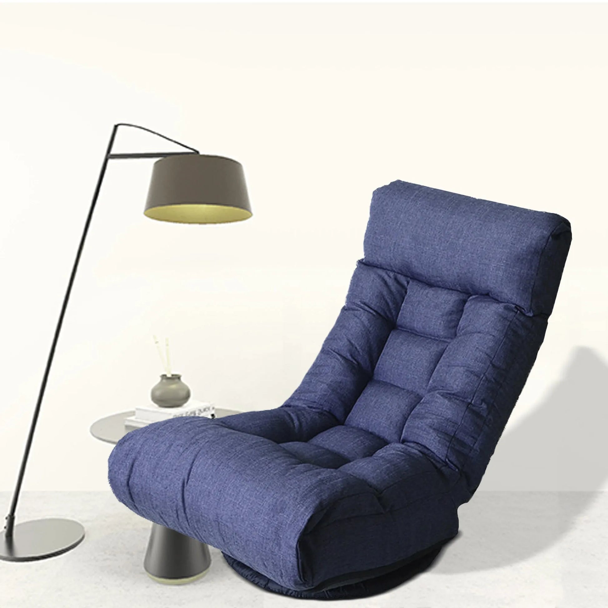 Navy Adjustable Japanese Reclining Floor Chair Sofa with Metal Frame for Living Room & Balcony – view 16