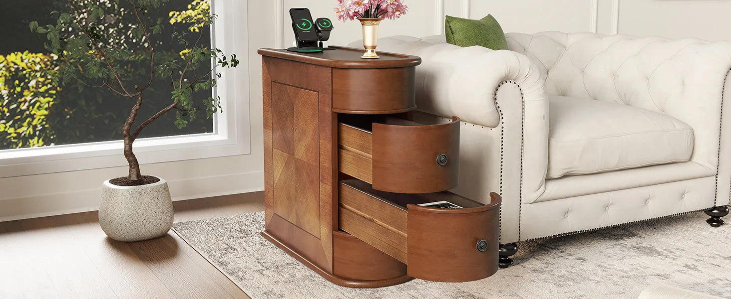 End Table with Charging Station,Sofa Side Table with Drawers, No Assembly Required(Expect Arrival Date 2025/4/16) – view 16