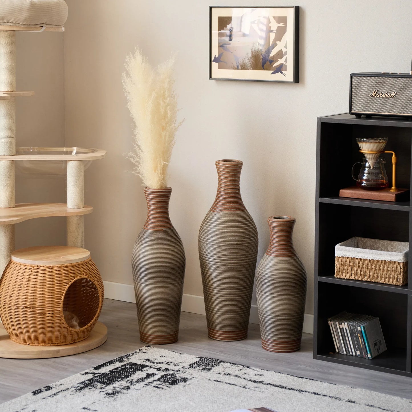Desktop Vase, Brown Decorative Floor Vase, Classic and Neat Floor Vase, High Independent Flower Stand, Artificial Vine Vase, PVC Floor Vase, Home – view 16