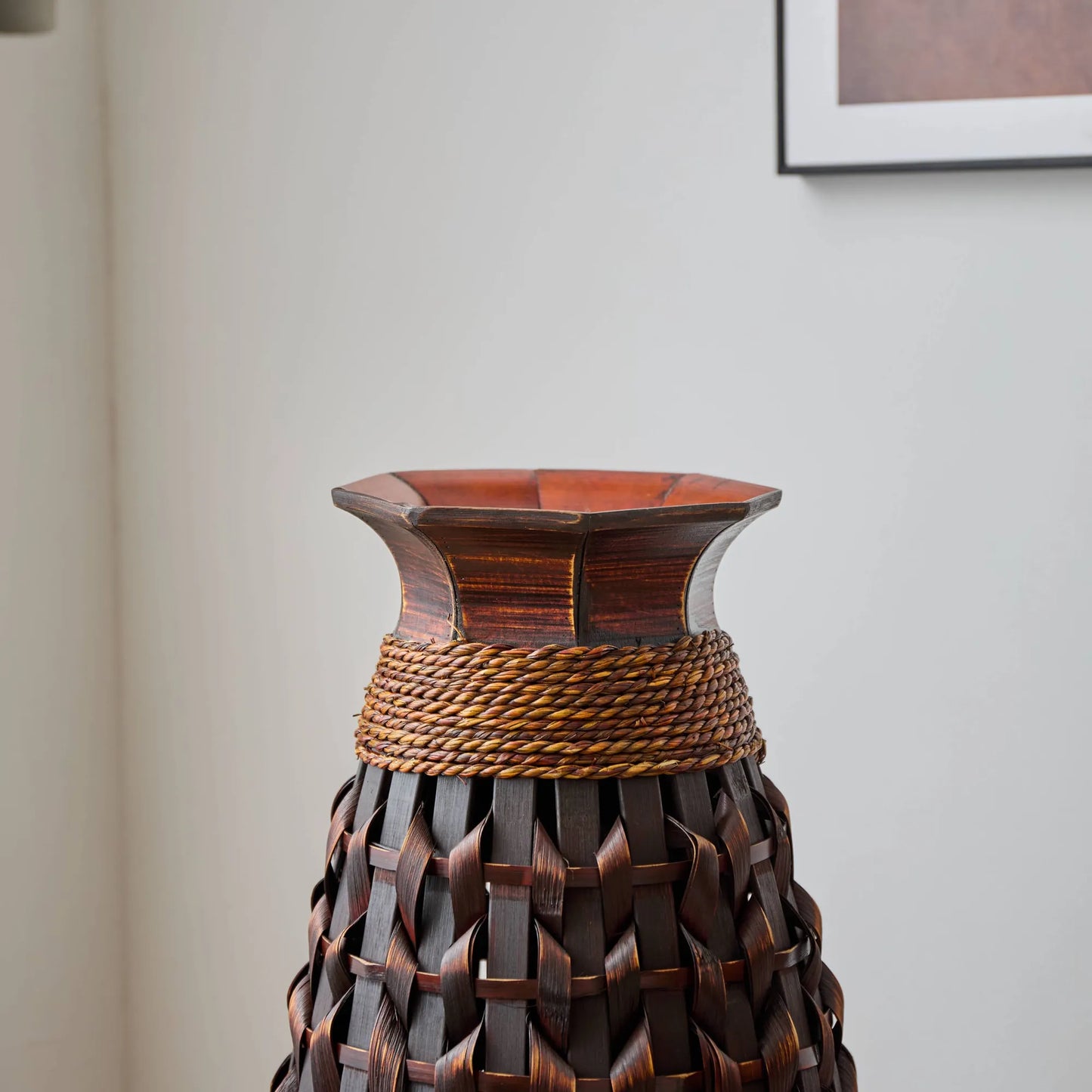 39-Inch Tall Hand-Woven Bamboo Floor Vase – Decorative Accent for Living Room, Entryway, or Hallway – Ideal for Dried or Silk Flower Arrangements – view 16