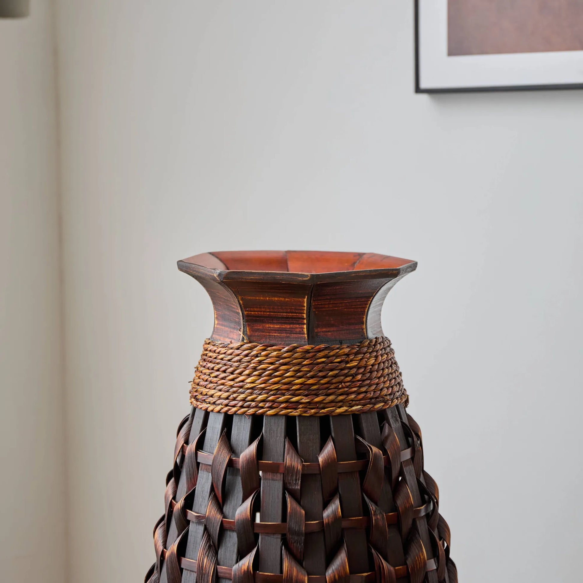 39-Inch Tall Hand-Woven Bamboo Floor Vase – Decorative Accent for Living Room, Entryway, or Hallway – Ideal for Dried or Silk Flower Arrangements – view 16