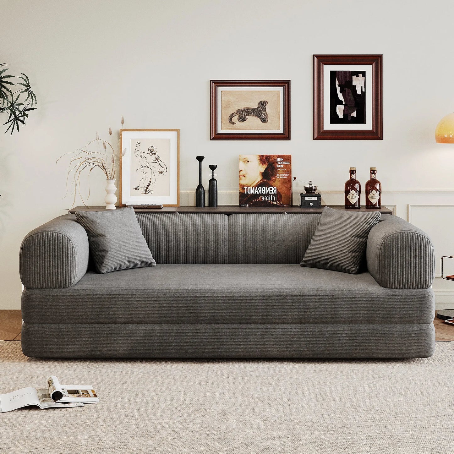 78.8' Compression Sofa,Convertible Floor Sofa Bed-with Pillow Back Support Armrest,Comfy Futon Couch Sleeper Bed,Loveseats Boneless Modular Sectional – view 16