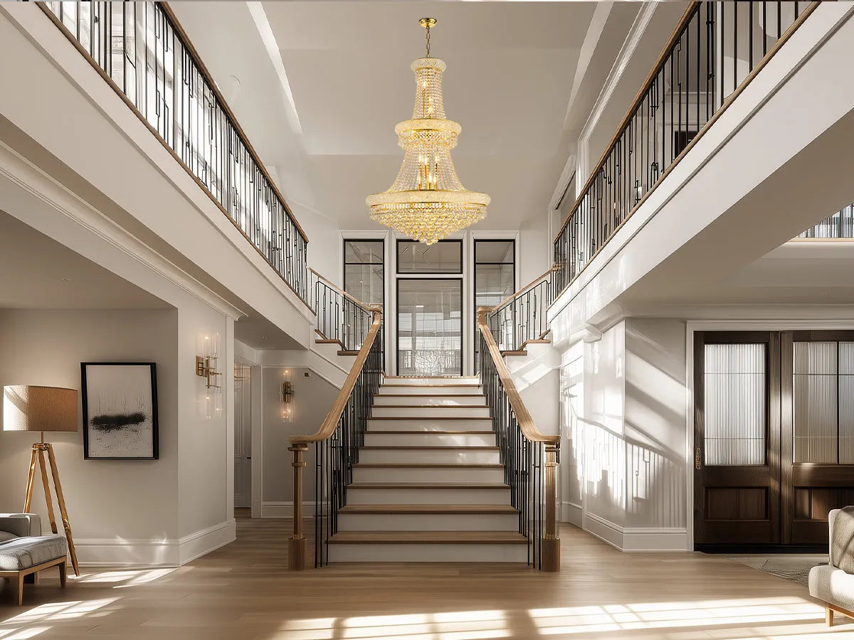 32-Inch Gold Crystal Chandelier, 27-Light French Empire Ceiling Light with LED Bulbs, Adjustable 59-Inch Chain, 3000K Warm Light, Ideal for Living – view 16