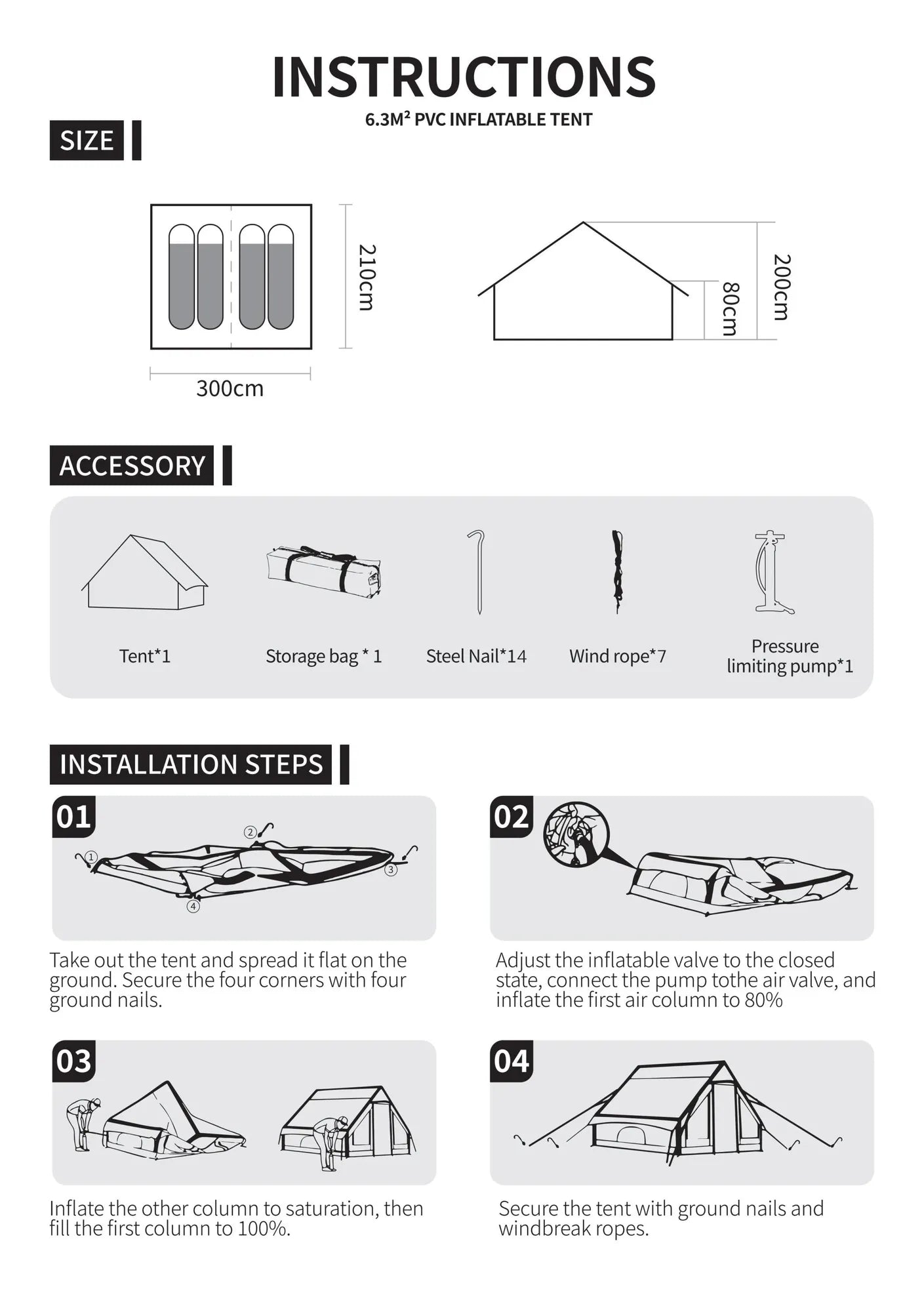 Inflatable Camping Tents with Hand Pump, Air Glamping Tents, Easy Setup Waterproof and Windproof Blow up Tent, 4 Seasons Oxford Cabin Tent with Mesh – view 16