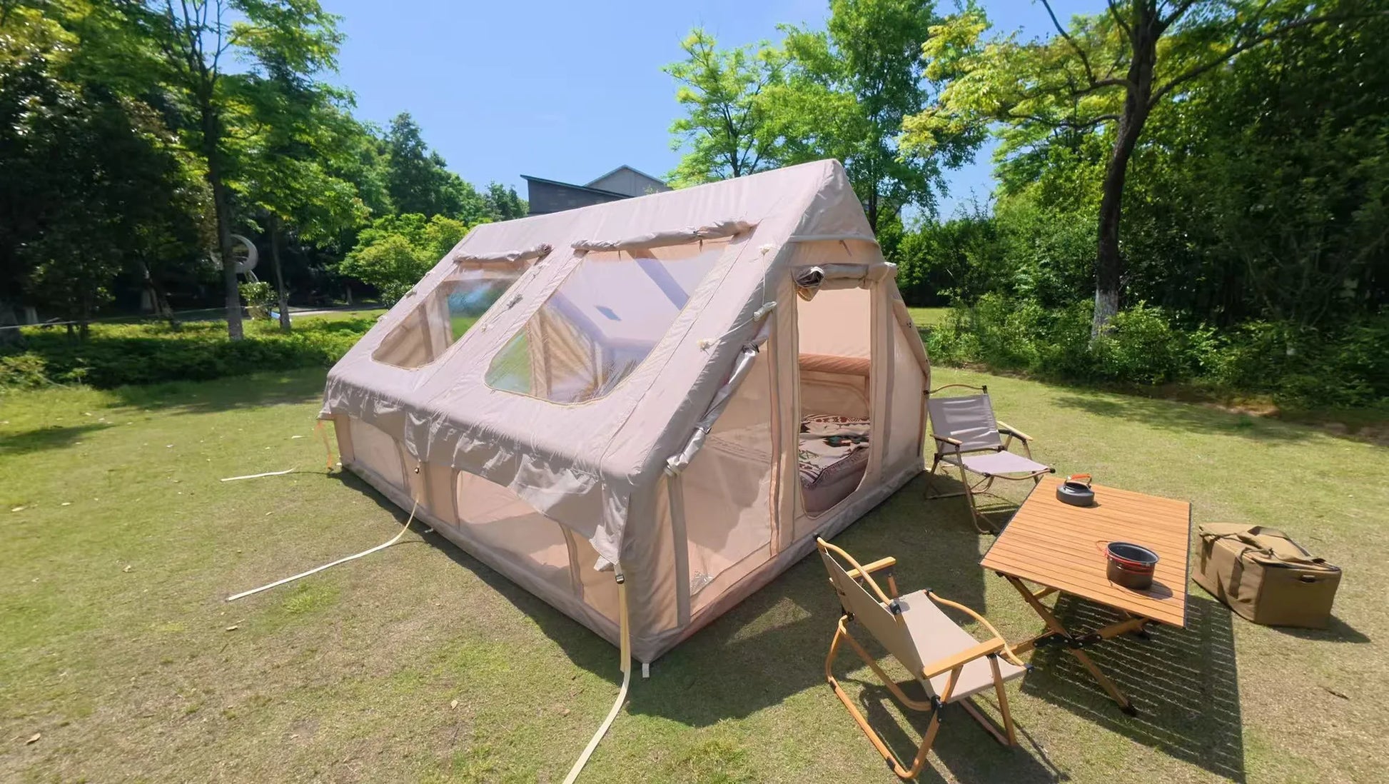 9.8 x13ft Inflatable Camping Tents with Hand Pump, Air Glamping Tents, Easy Setup Waterproof and Windproof Blow up Tent, 4 Seasons Oxford Cabin Tent – view 16