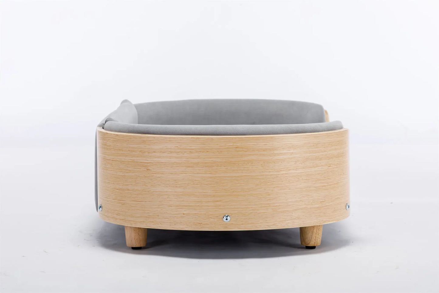 Scandinavian style Elevated Dog Bed Pet Sofa With Solid Wood legs and Bent Wood Back, Velvet Cushion,Mid Size Light Grey – view 16