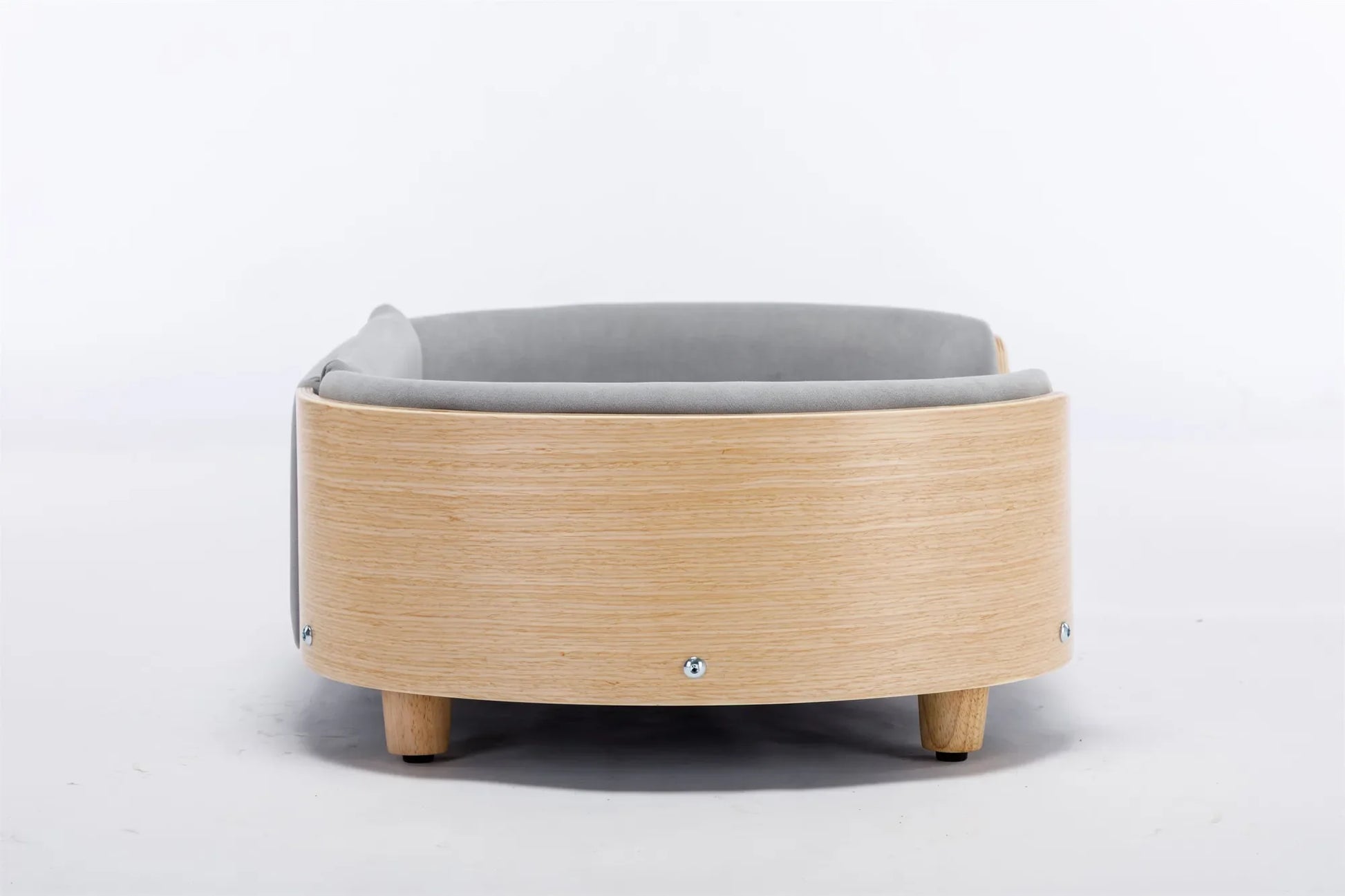 Scandinavian style Elevated Dog Bed Pet Sofa With Solid Wood legs and Bent Wood Back, Velvet Cushion,Mid Size Light Grey – view 16