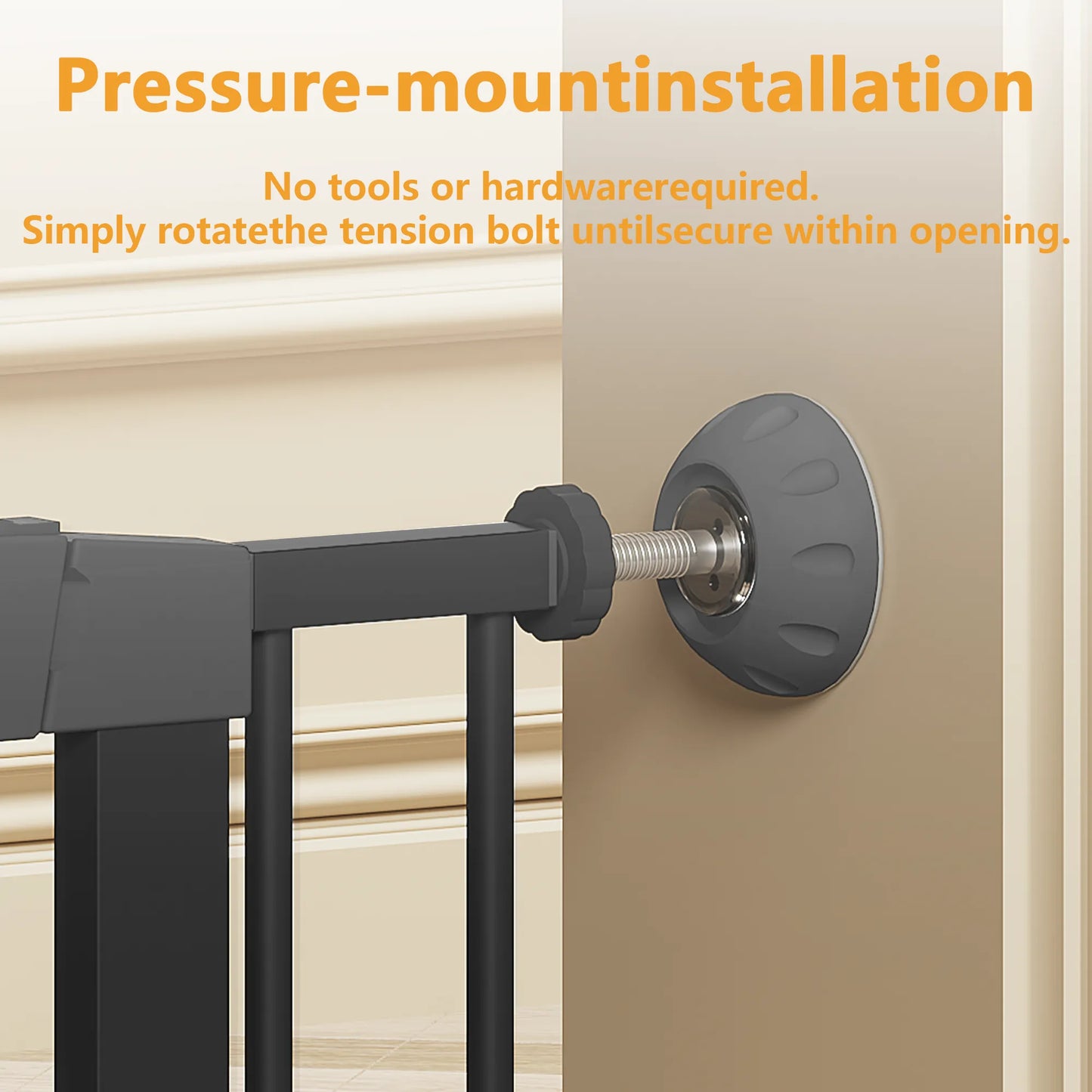 29.5-45.3' Wide Baby Gate with wall protector for Stairs, Dog Gate Indoor for Doorways, No Drilling Pressure Mounted Pet Gates for Kids, Easy Walk – view 16