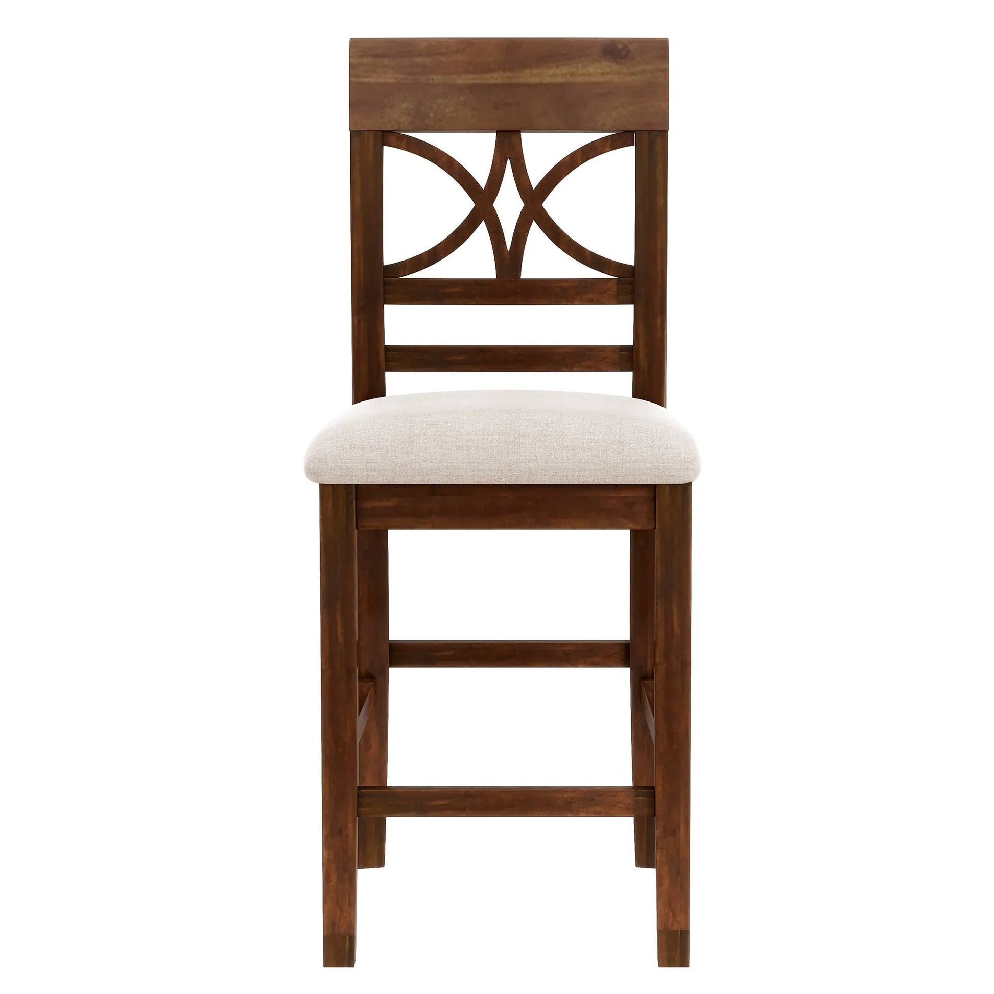 6-Piece Wood Counter Height Dining Table Set with Storage Shelf, Kitchen Table Set with Bench and 4 Chairs,Rustic Style, Walnut+Beige Cushion (old – view 17