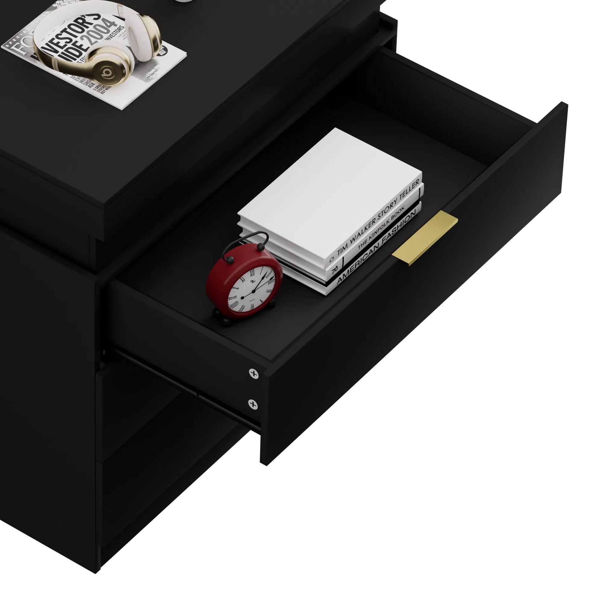 Nightstand with Charging Station and LED Lights,Night Stand with Sliding Top for Bedroom,Bedside Table with Drawers,Modern End Side – view 17