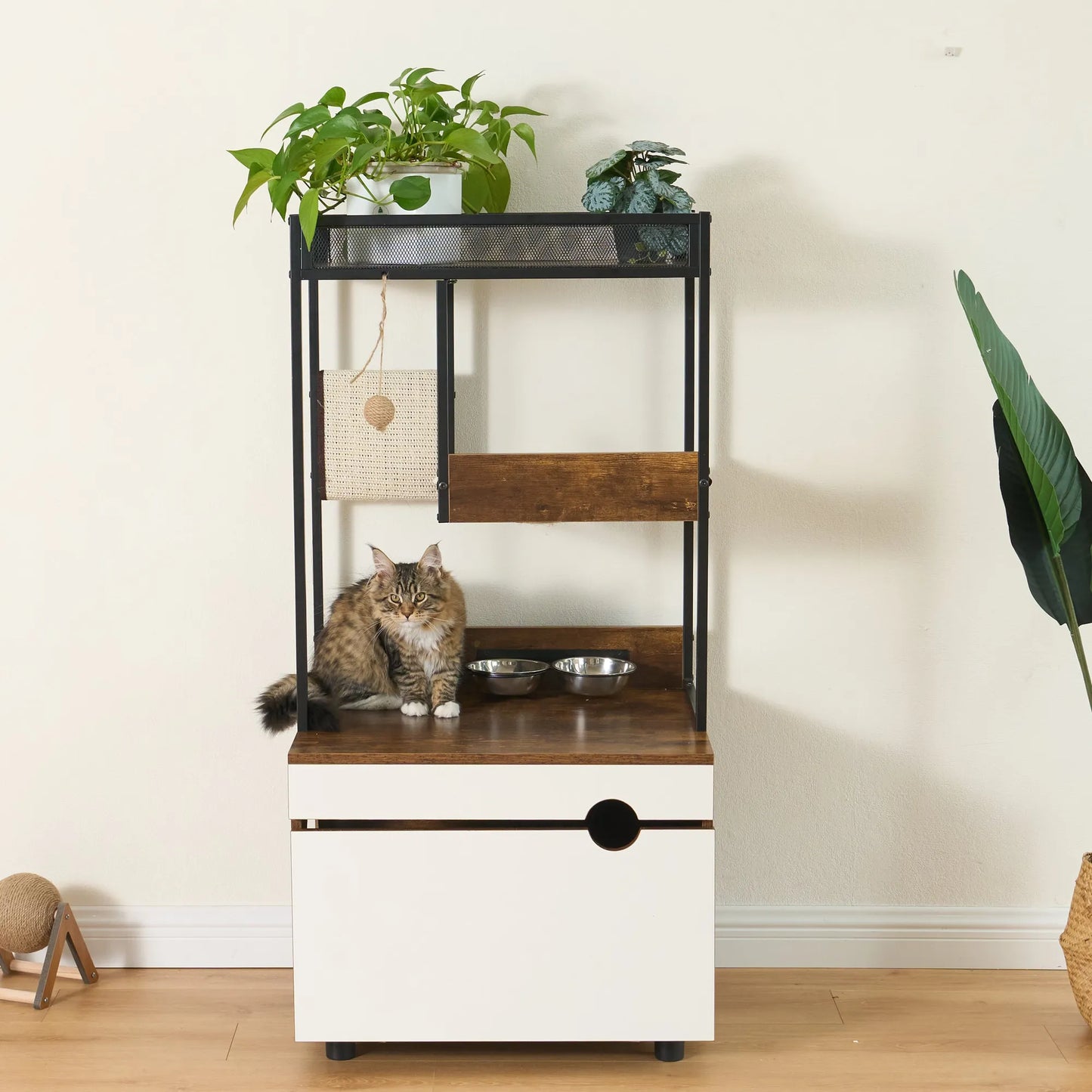 Cat Litter Box Enclosures with Cat Tree Tower, Cat Furniture ,Cat Cabinet – view 17