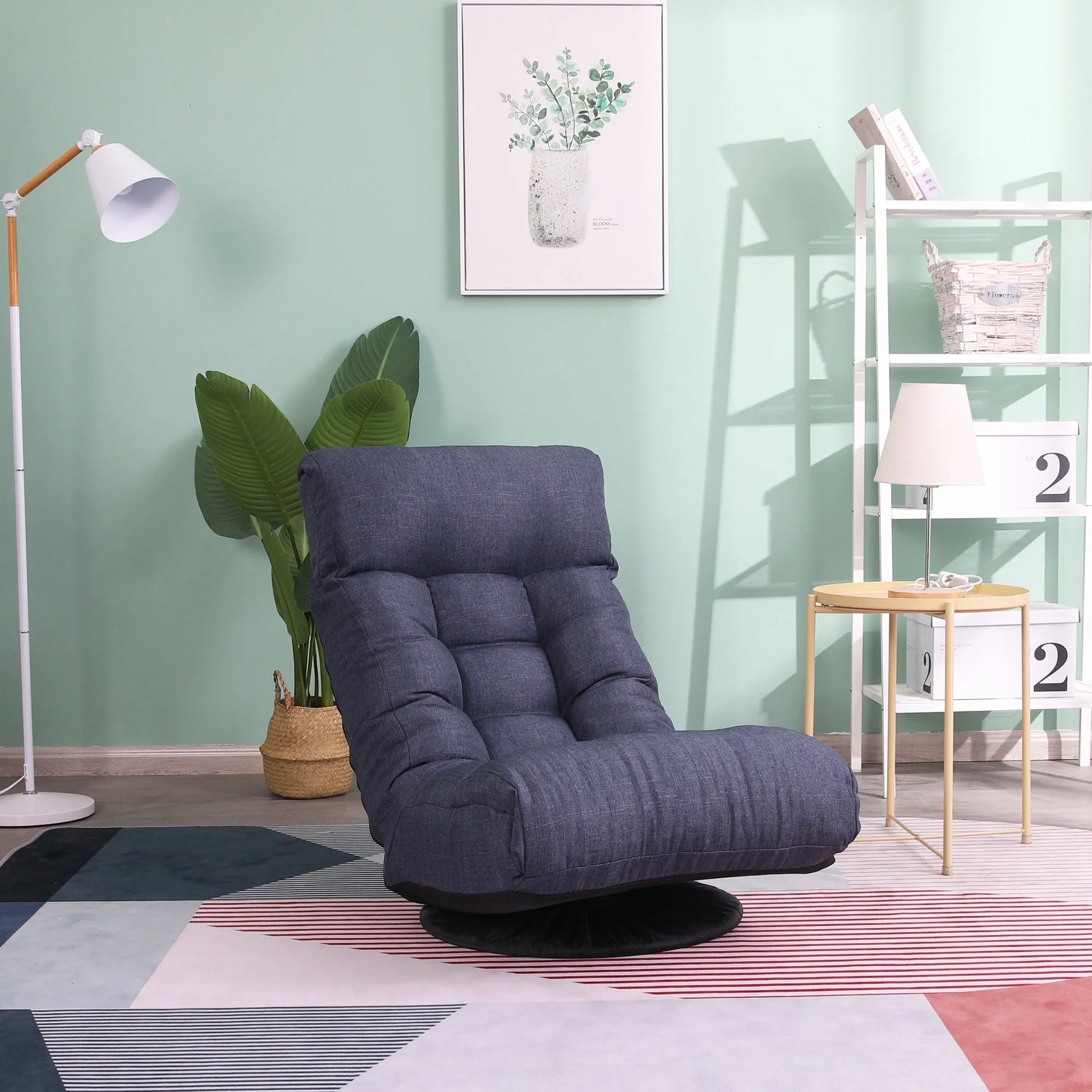 Navy Adjustable Japanese Reclining Floor Chair Sofa with Metal Frame for Living Room & Balcony – view 17