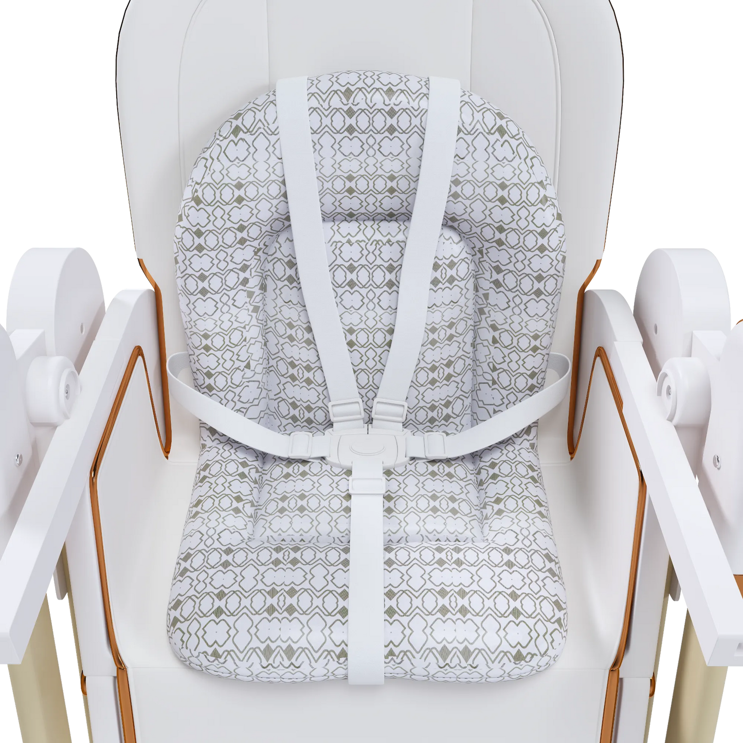 Convertible Baby High Chair to Rocker with 5-Point Harness, Foldable Infant Feeding Chair in White with Removable 2-Tier Easy-Clean Tray for 6M-3Yrs – view 17