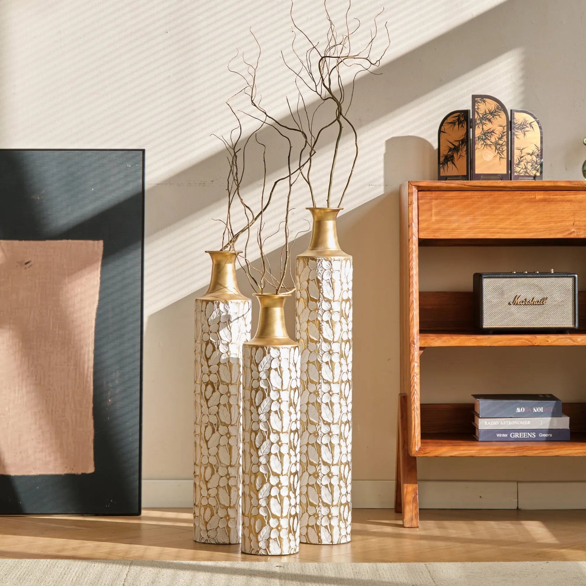 Floor Vases Gold Large Vases - 32/28/24-Inch Decorative High Vases Set of 3 for Home Décor Vintage Large Vases Representing Twigs, Twigs Dried – view 17
