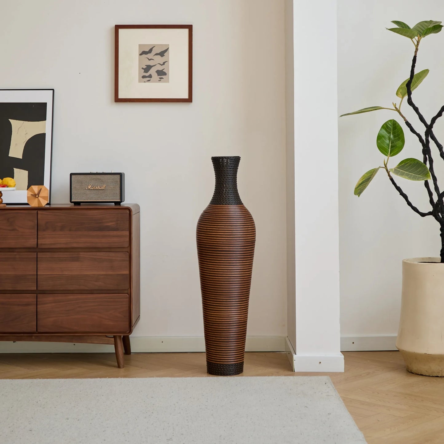 39' Tall Standing Designer Floor Vases with Elegant Two-Tone Dark Brown Finishes - Ideal for Decorating Living Rooms, Bedrooms, Entryways Perfect for – view 17