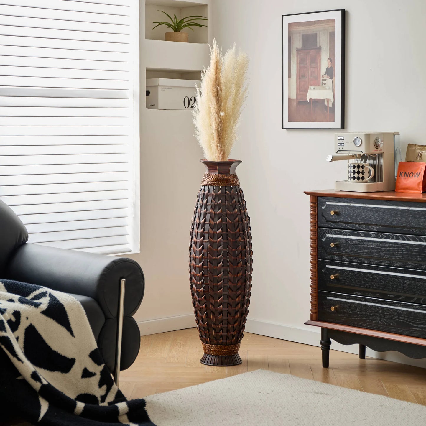 39-Inch Tall Hand-Woven Bamboo Floor Vase – Decorative Accent for Living Room, Entryway, or Hallway – Ideal for Dried or Silk Flower Arrangements – view 17