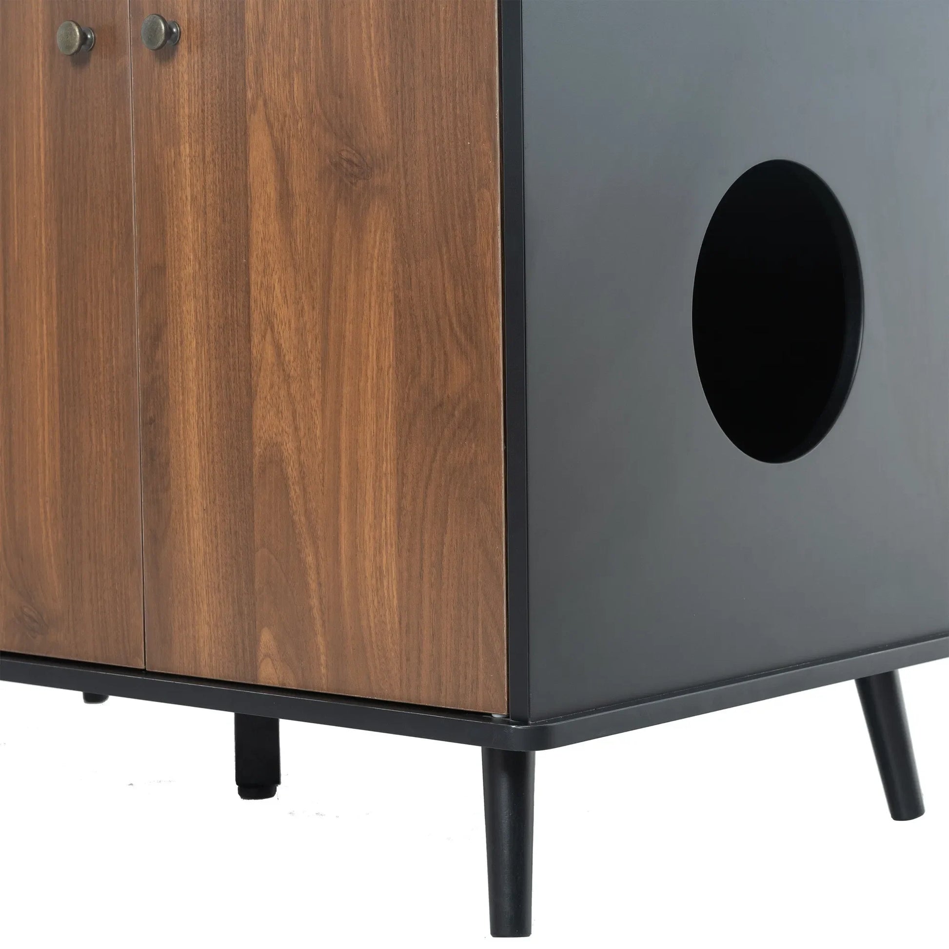 Litter Box Enclosure, Cat Litter Box Furniture with Hidden Plug, 3 Doors,Indoor Cat Washroom Storage Bench Side Table Cat House, Large Wooden – view 17