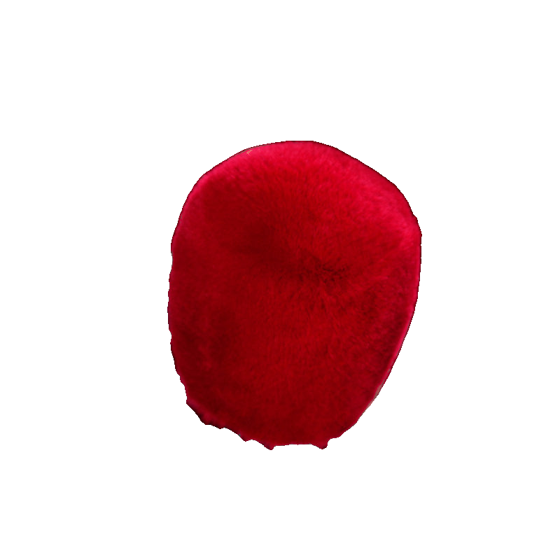 Bright Red genuine Rex rabbit fur gear shift cover on transparent background