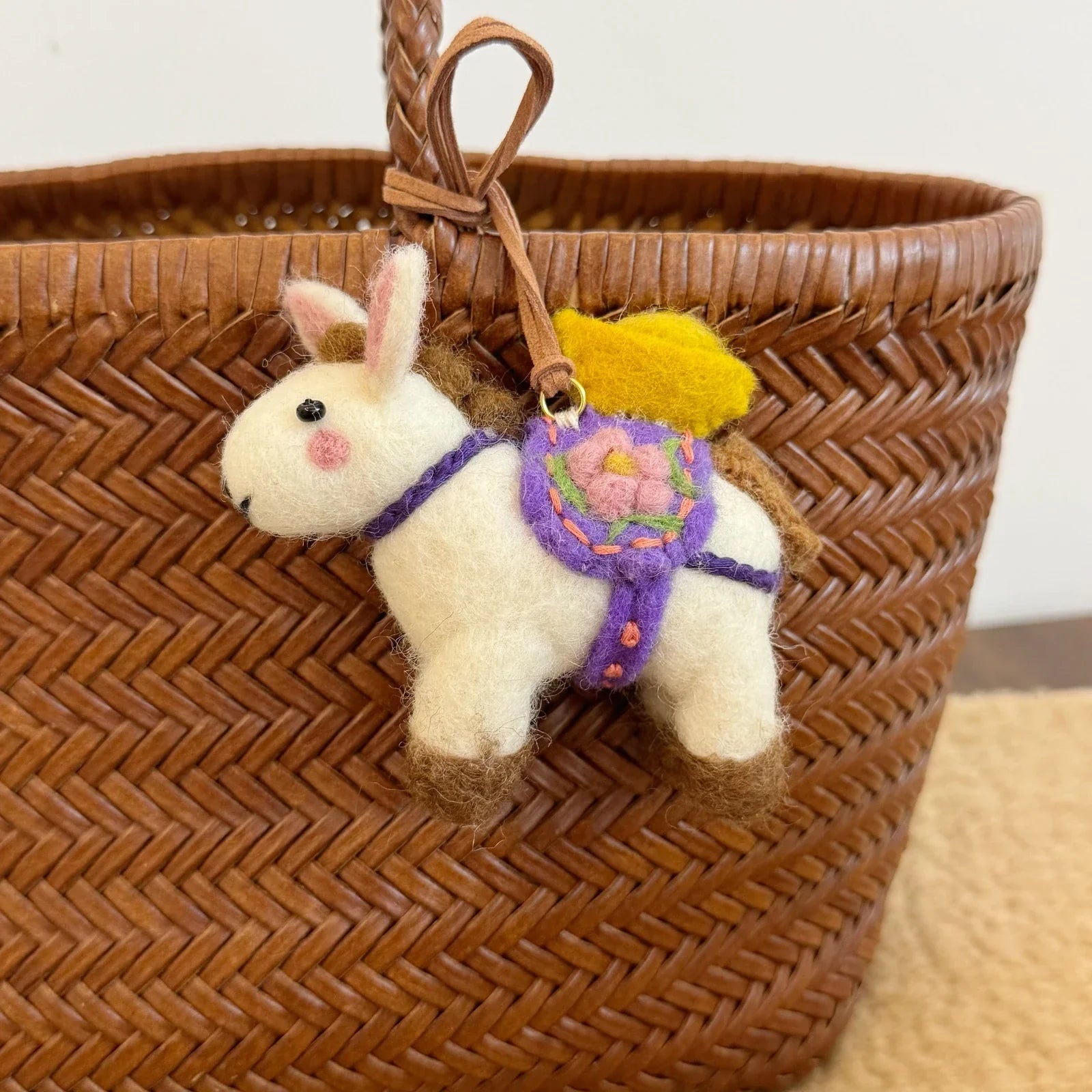 Wool felt lucky coin horse charm