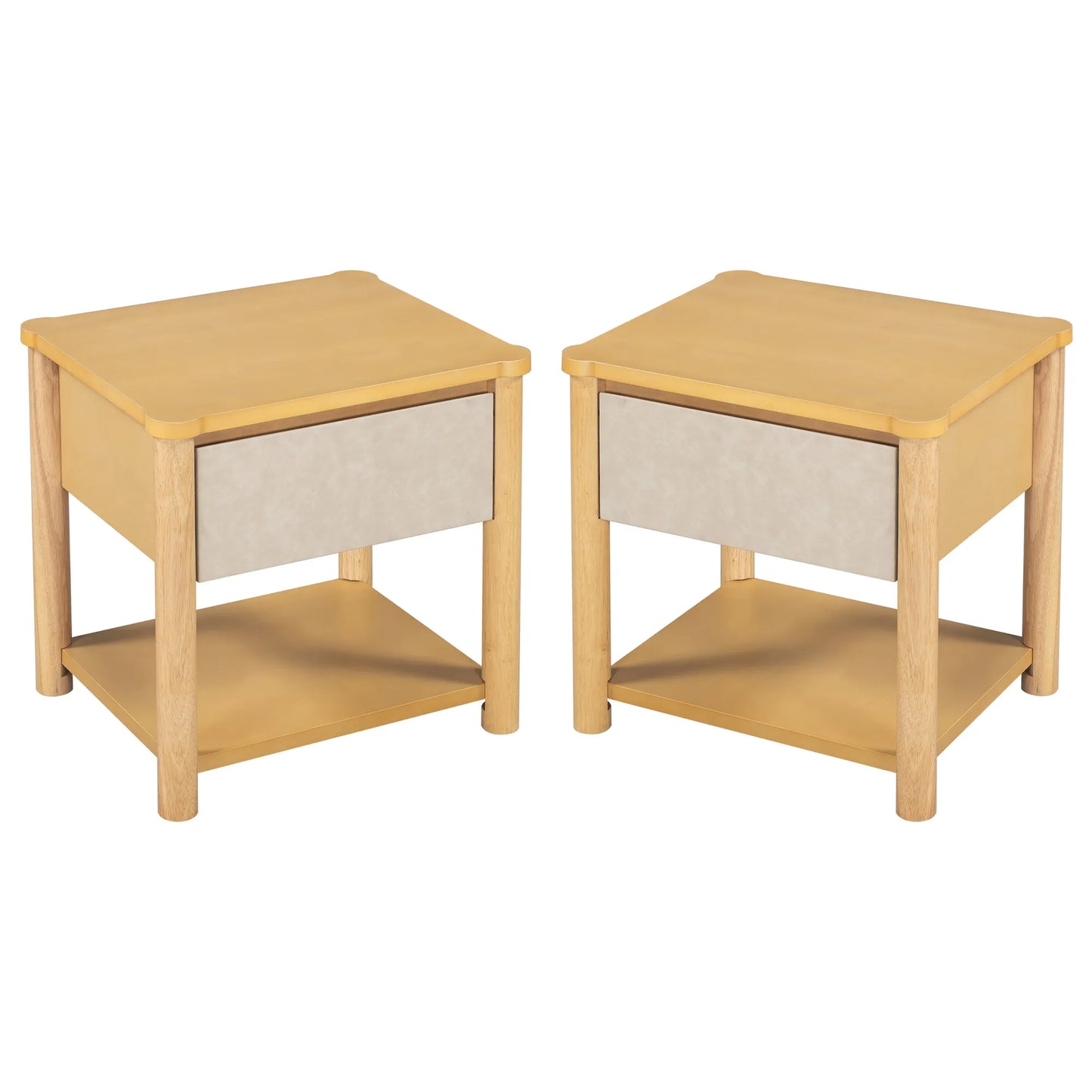 Modern Queen Bed Frame Set with 2 Nightstands, Beige Wood Platform Bed with Headboard and Matching Bedside Tables for Bedroom – view 18
