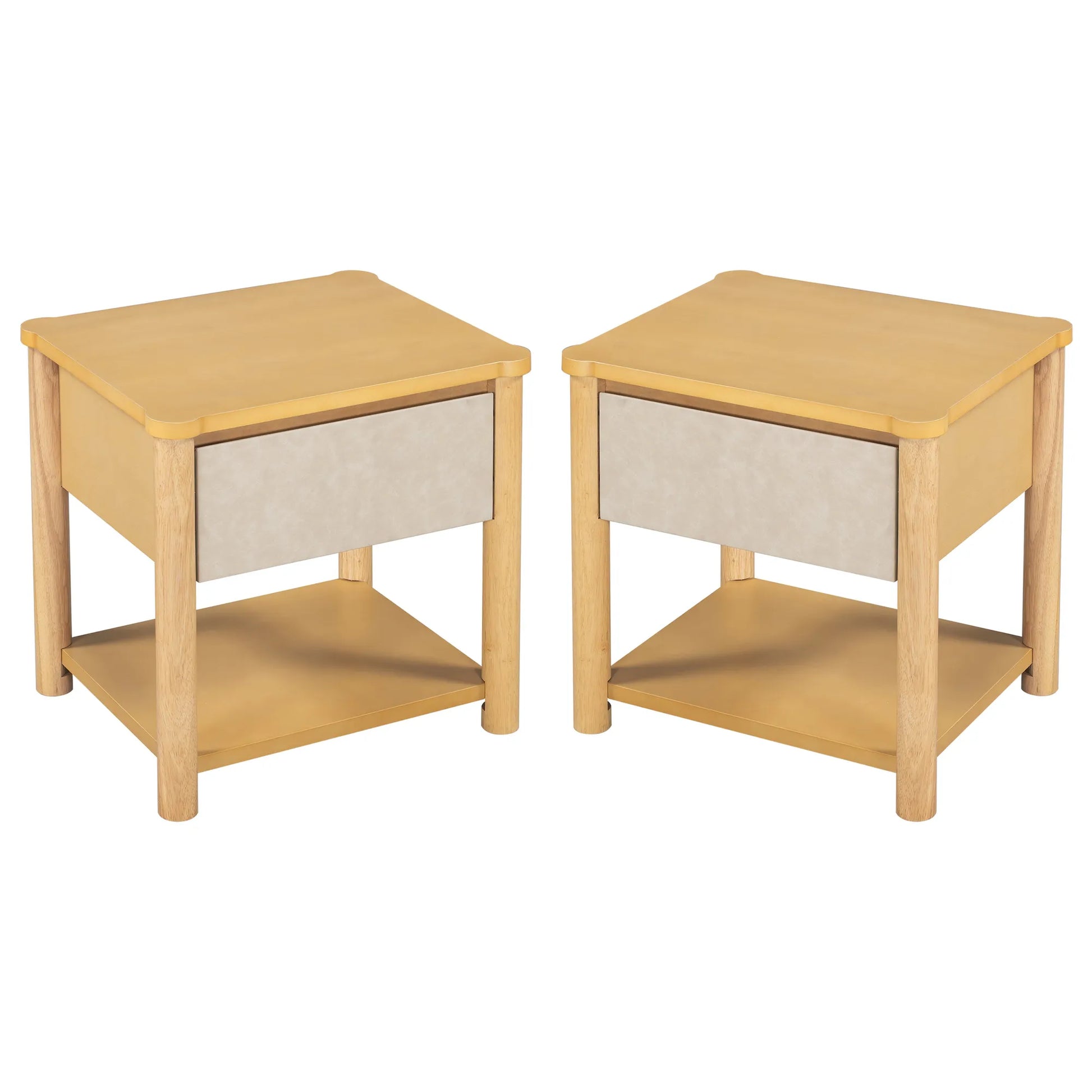 Modern Queen Bed Frame Set with 2 Nightstands, Beige Wood Platform Bed with Headboard and Matching Bedside Tables for Bedroom – view 18