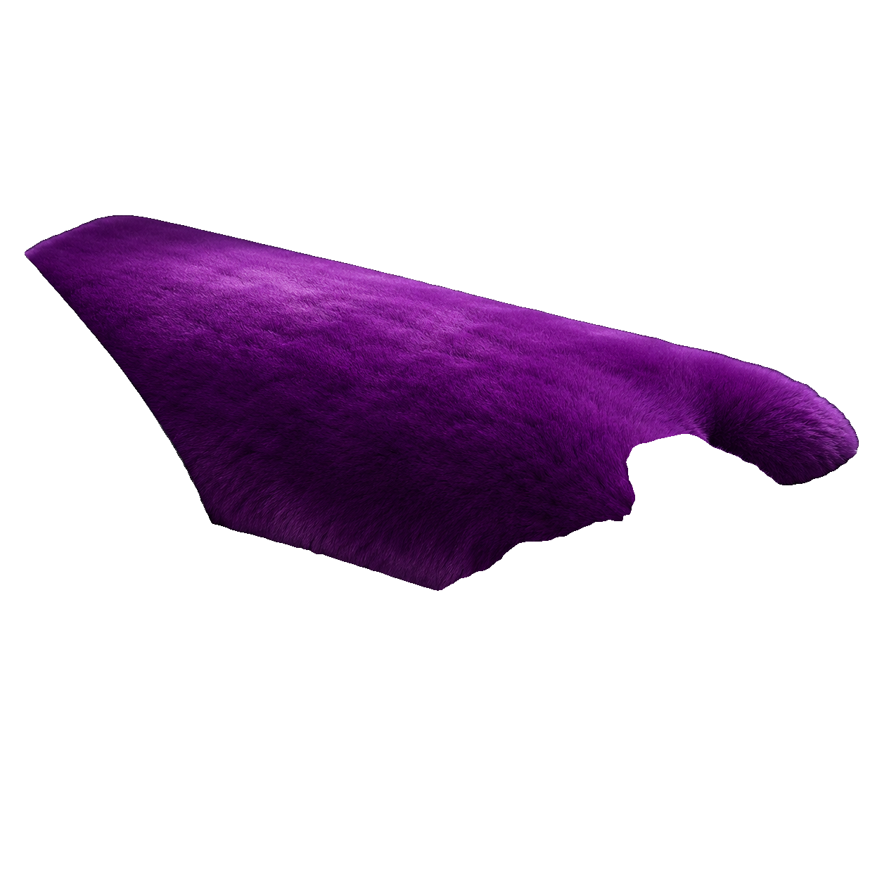 Purple genuine Rex rabbit fur center console armrest pad on transparent background